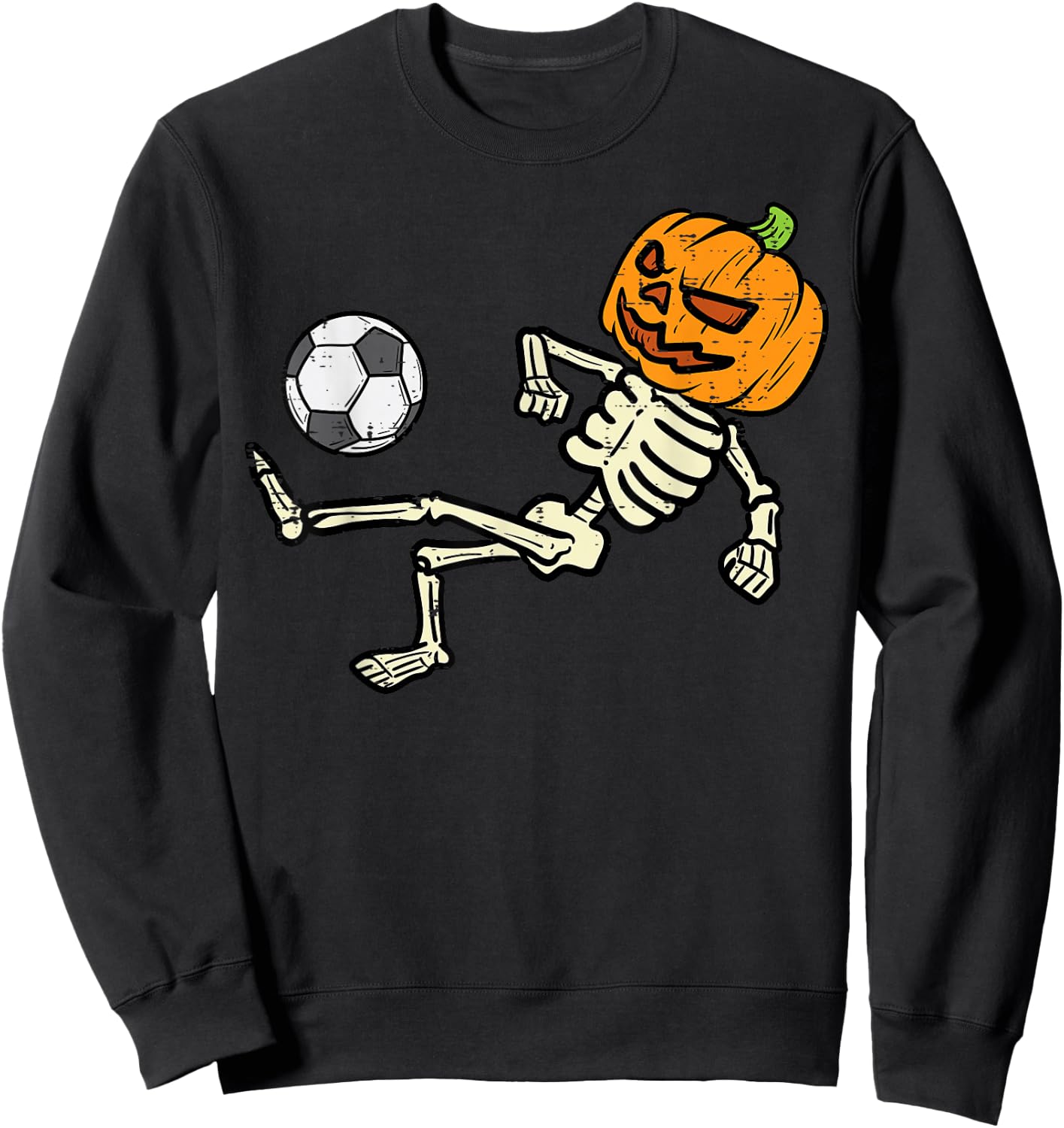Halloween Soccer Pumpkin Skeleton Football Boys Kids Men Sweatshirt - Sweatshirt | Black