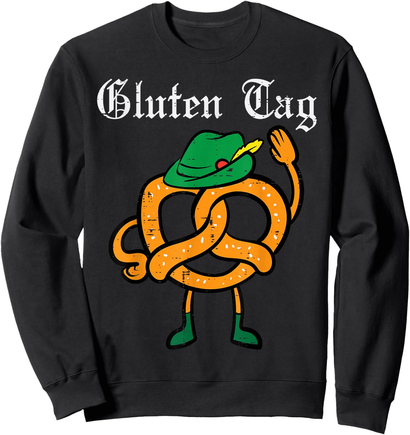 Oktoberfest Pretzel Guten Tag Funny German Women Kids Men Sweatshirt - Sweatshirt | Black