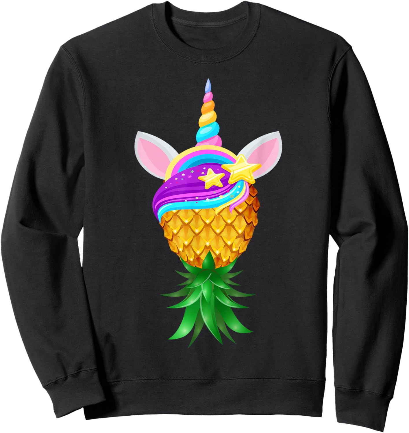 Swinger Upside Down Pineapple Magical Unicorn Head Sweatshirt - Sweatshirt | Black