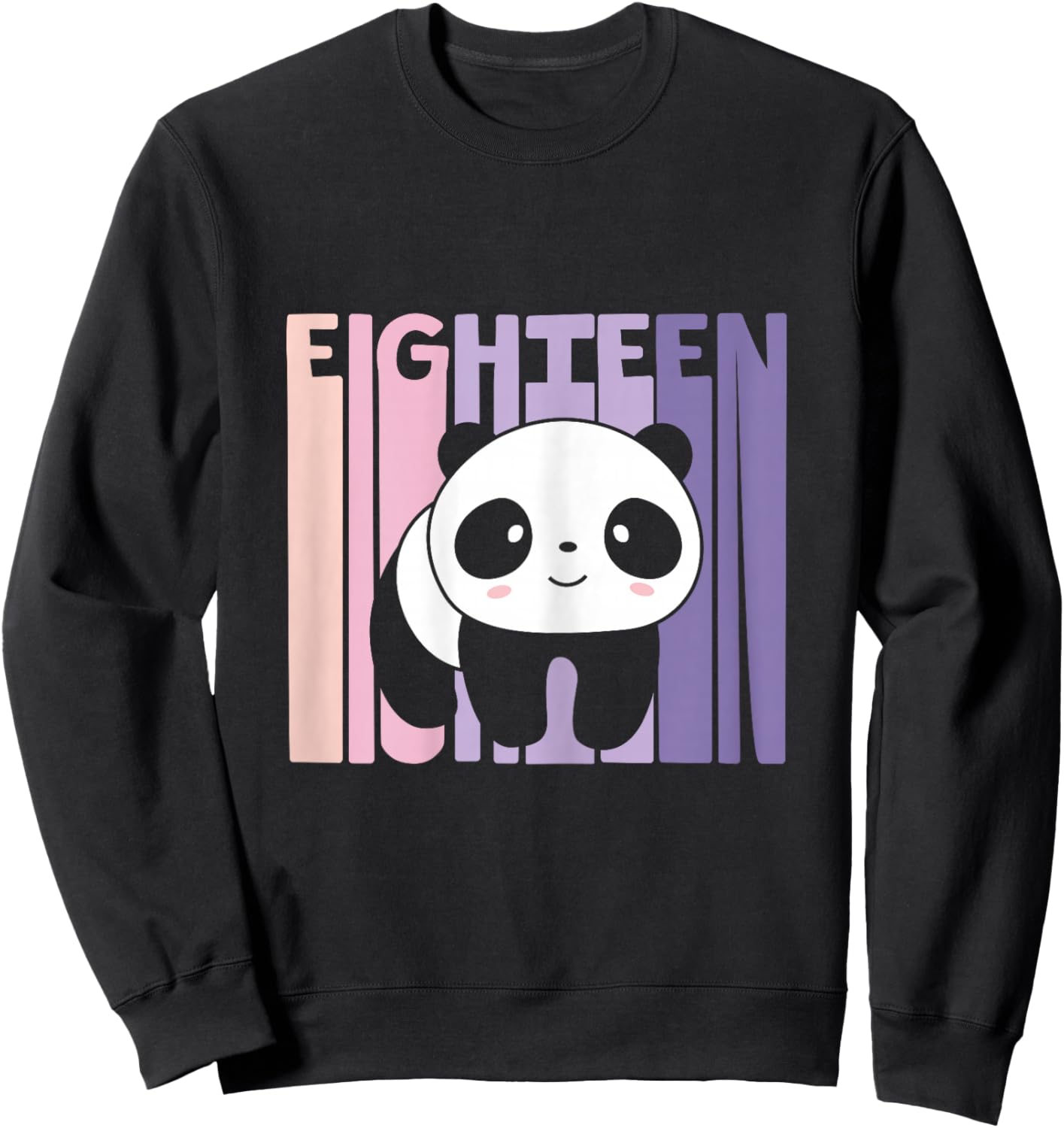 18th Birthday Girl Cute Panda Panda Bear 18 Years Old Sweatshirt - Sweatshirt | Black