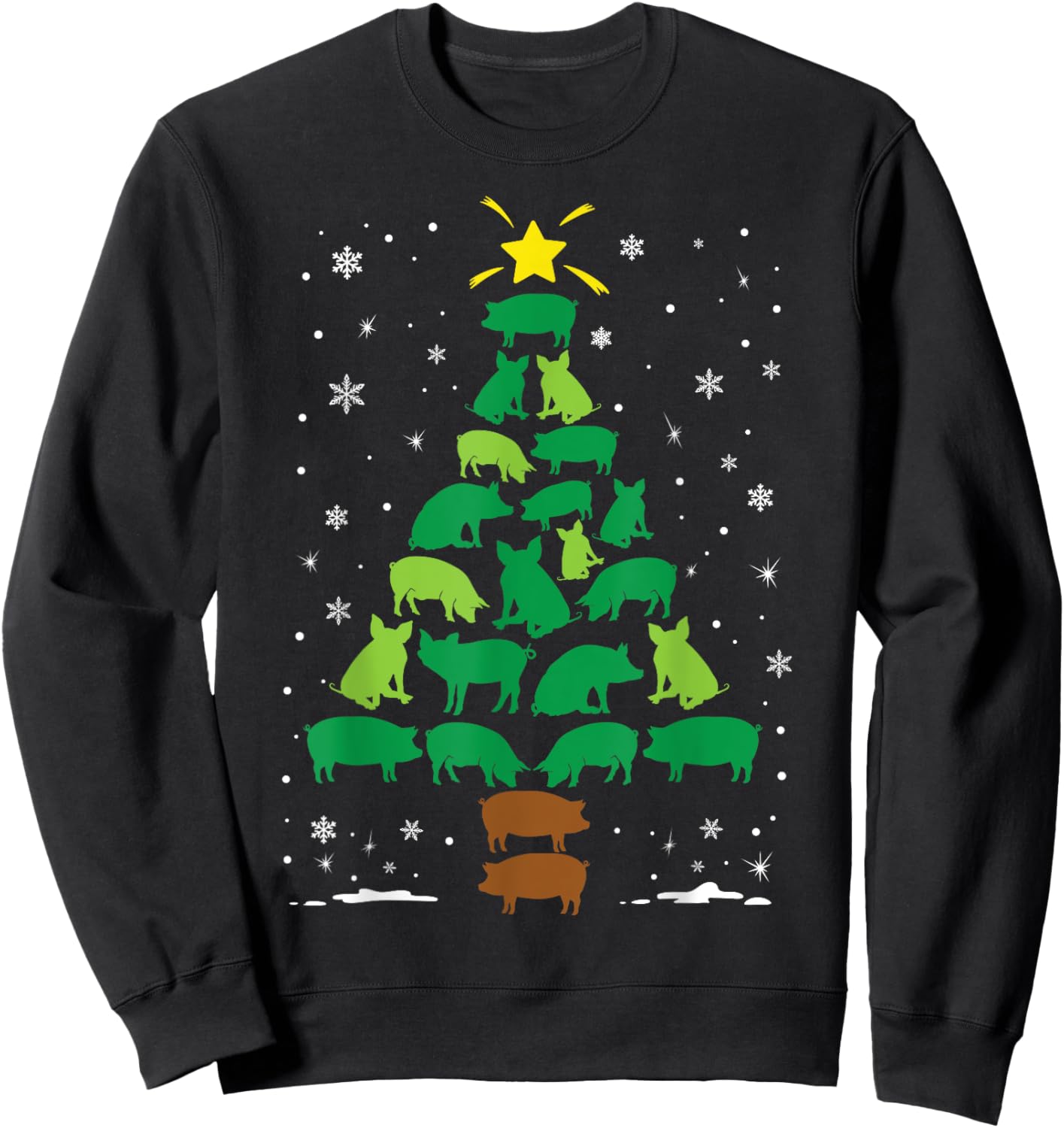 Pig Lovers Pet Farmer Holiday Family Matching Christmas Tree Sweatshirt - Sweatshirt | Black