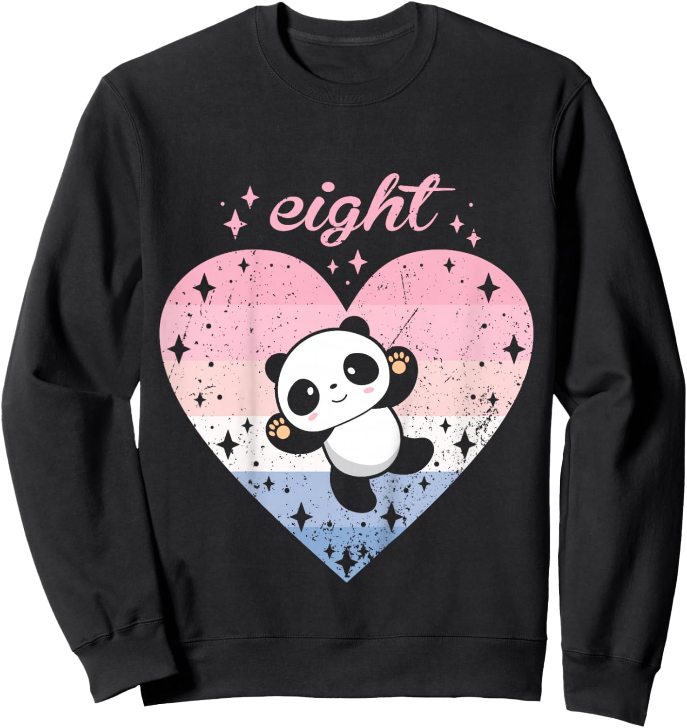 8 Year Old Cute Panda Birthday Girl 8th B-day Sweatshirt - Sweatshirt | Black