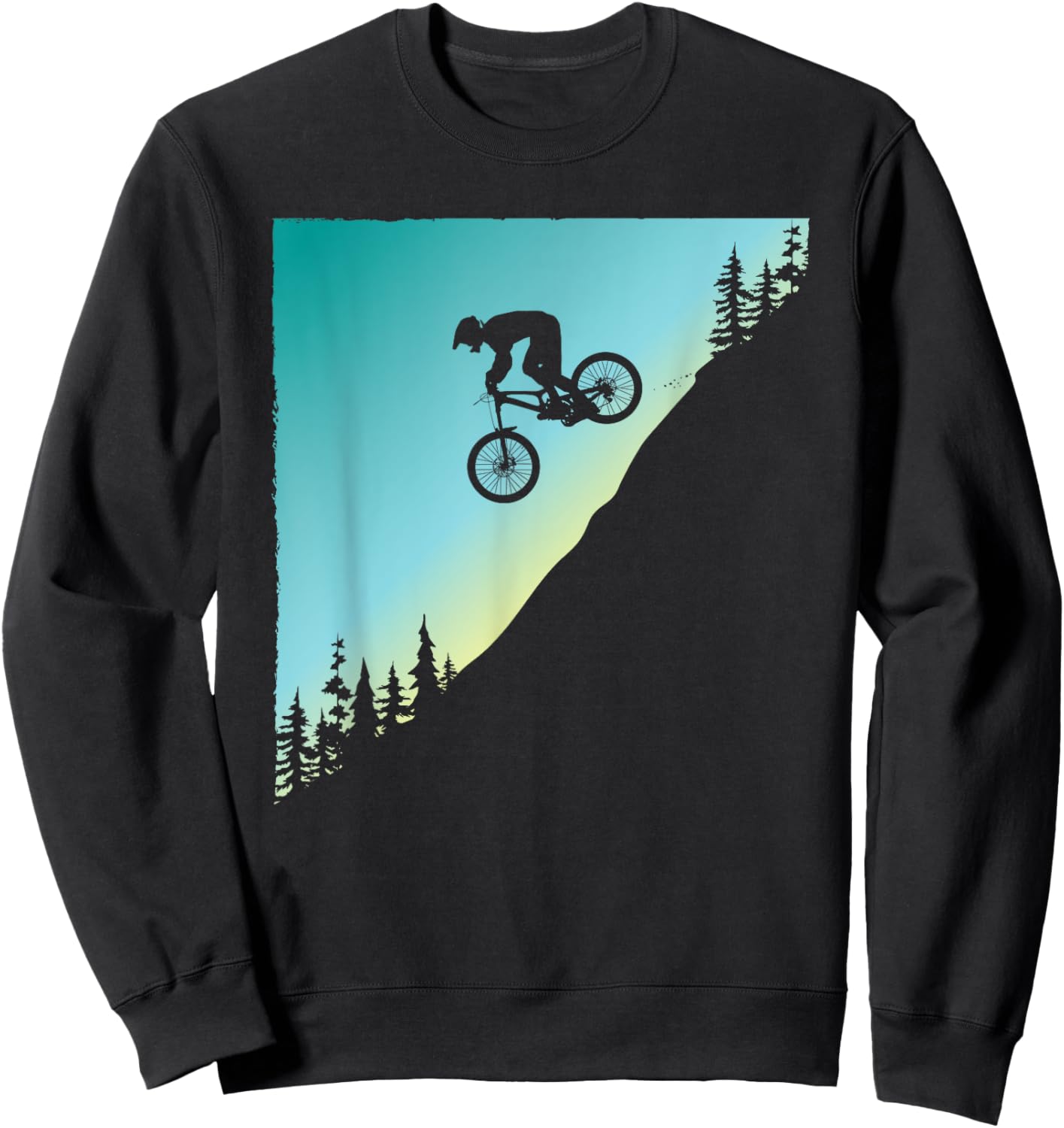 Downhill Bike Jump Mountain Biking MTB Trail Ride Sunset Sweatshirt - Sweatshirt | Black
