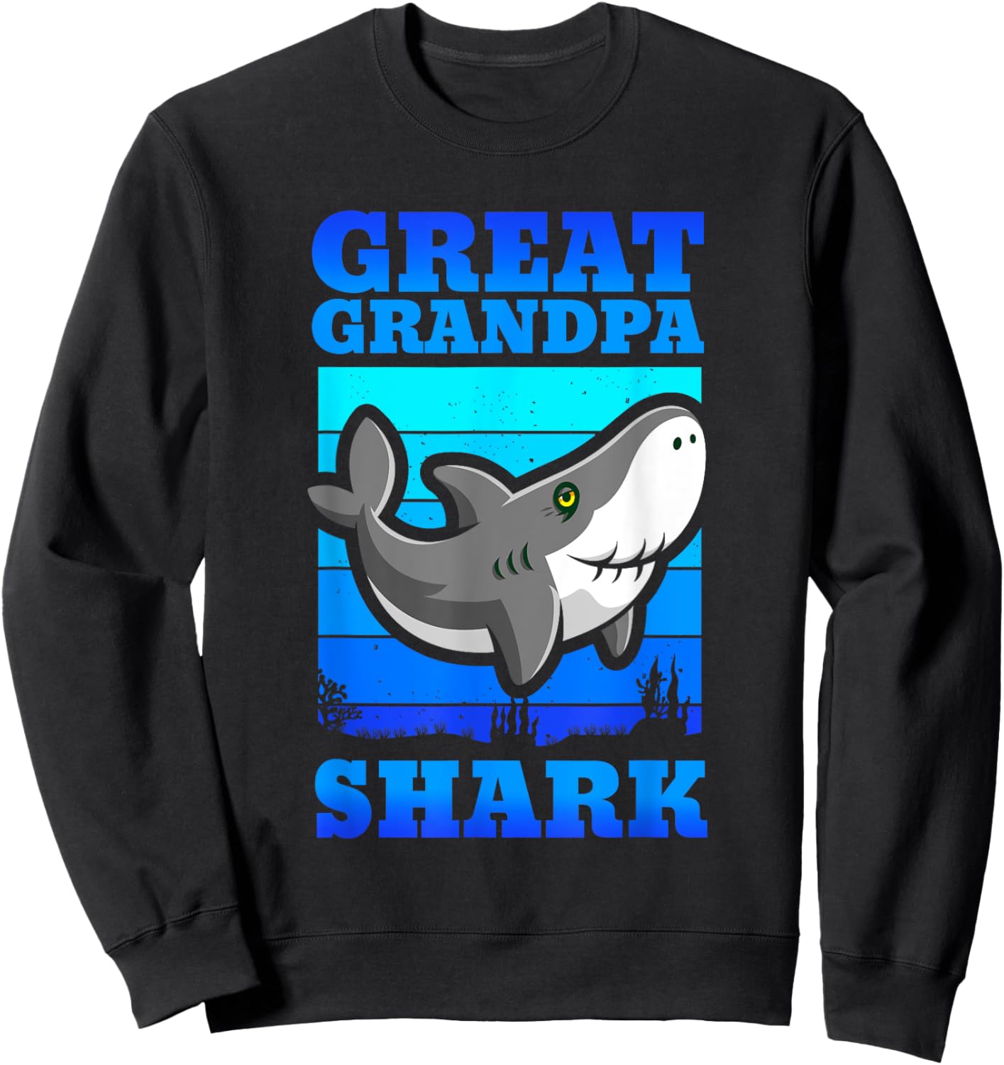 Great Grandpa Shark Cute Grandfather Grandparent Gift Sweatshirt - Sweatshirt | Black