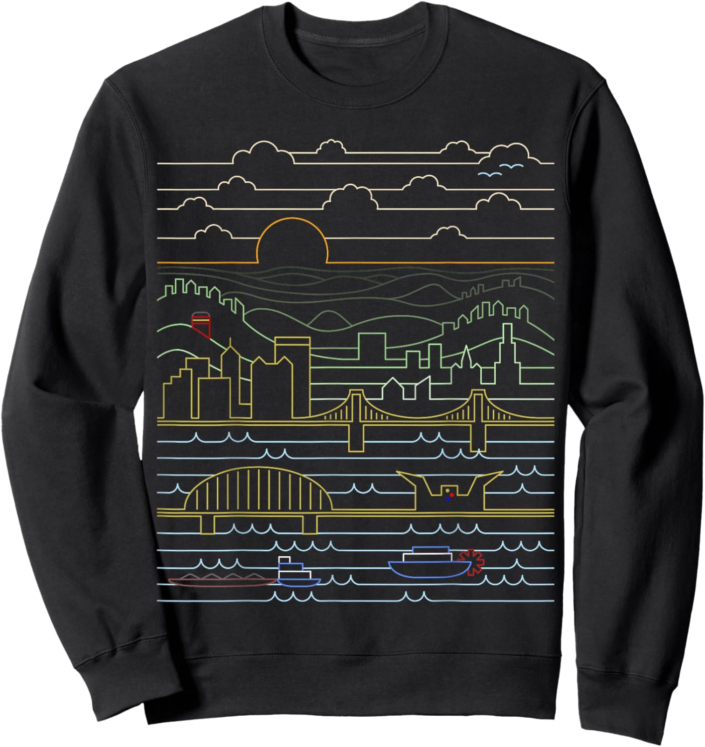 Vintage Retro Pittsburgh Skyline 412 Pittsburgh Pennsylvania Sweatshirt - Sweatshirt | Black
