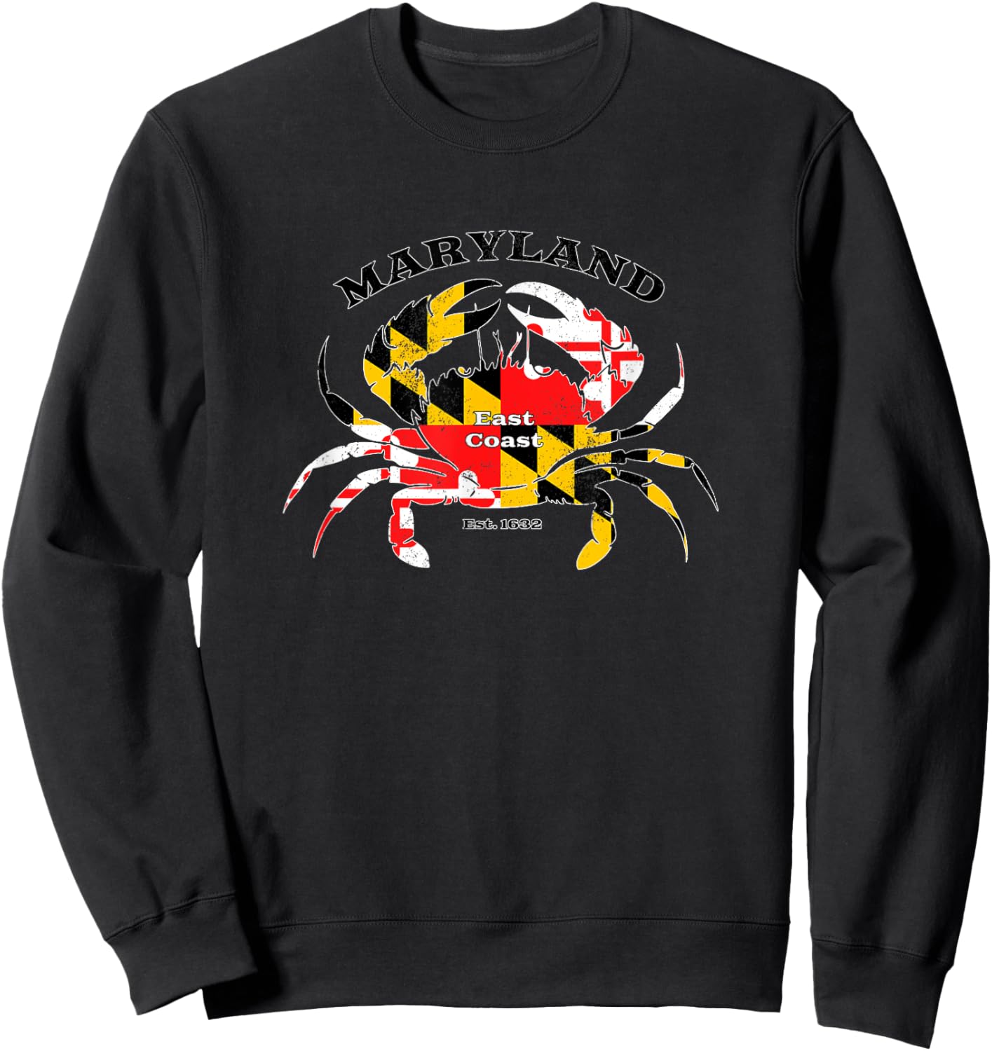Maryland State Flag Crab Pride Annapolis Baltimore Fishing Sweatshirt - Sweatshirt | Black