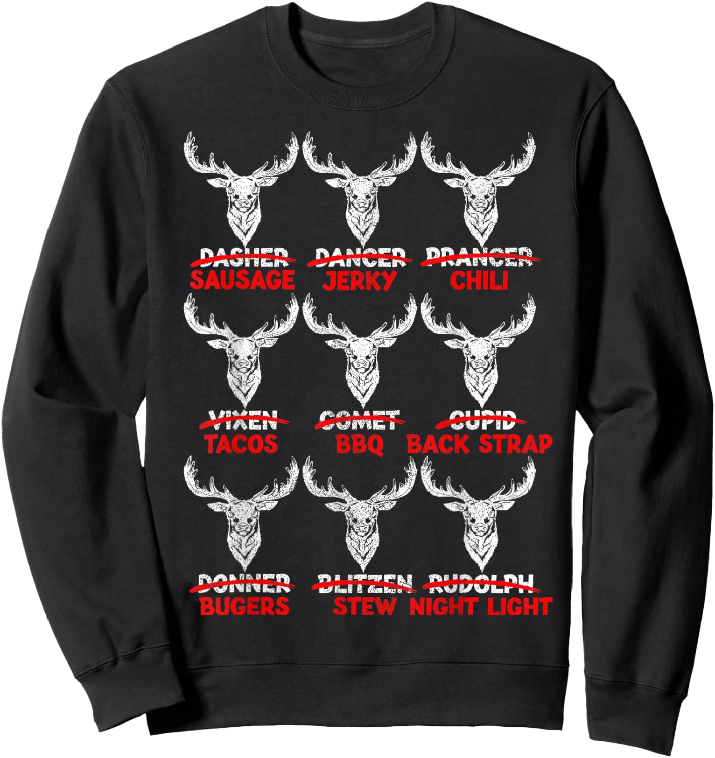 Funny Meat Eater Shirt, Deer Hunting Apparel Hunter Men Food Sweatshirt - Sweatshirt | Black