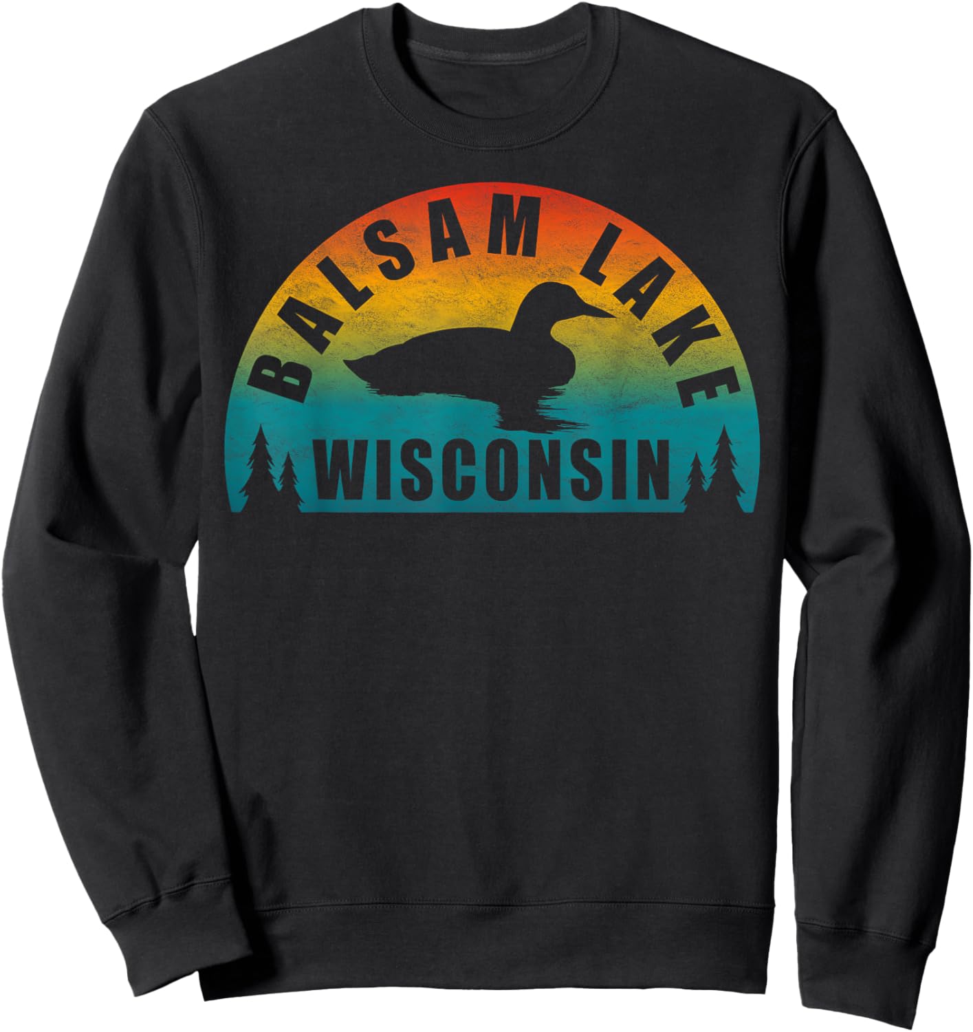 Balsam Lake Northern Wisconsin Sunset Loon Sweatshirt - Sweatshirt | Black