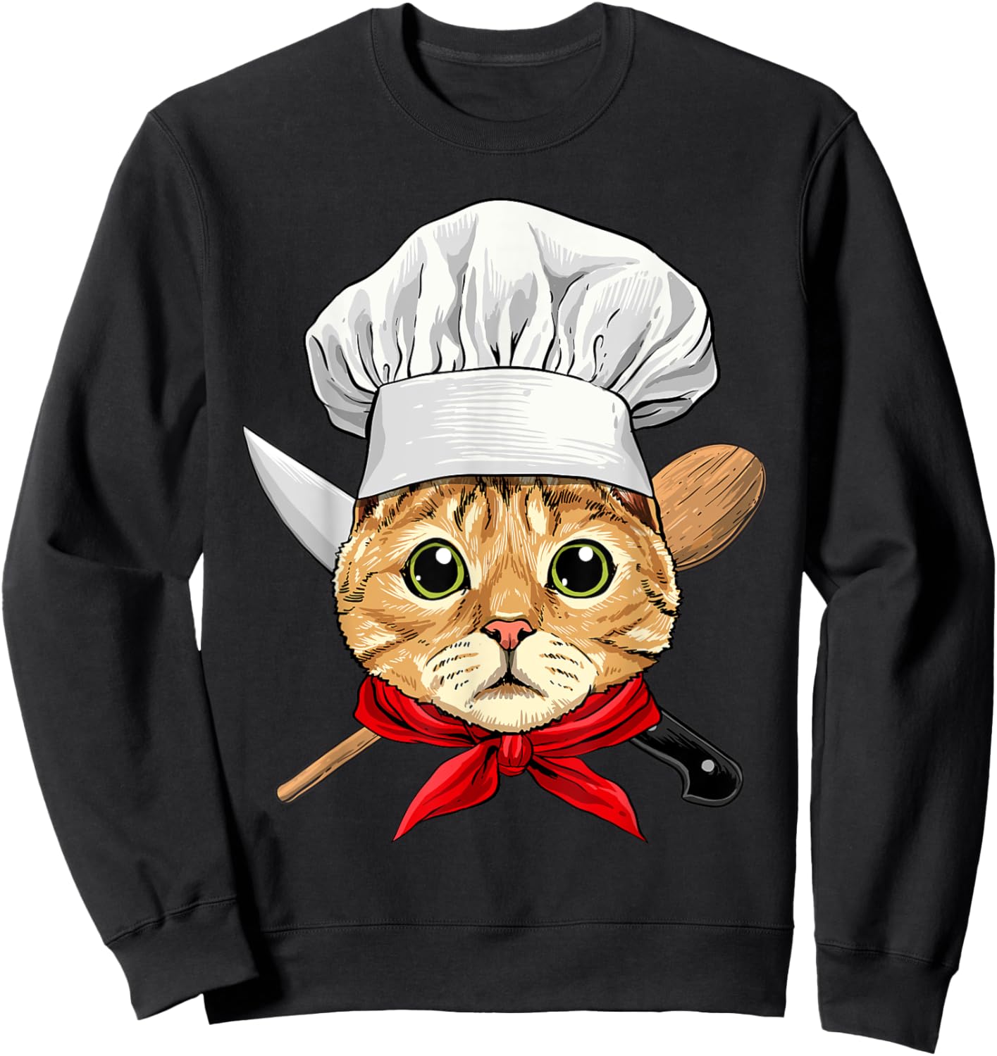 Cat Chef Feline Cat Kitten, Cooking Lover Sweatshirt - Sweatshirt | Black