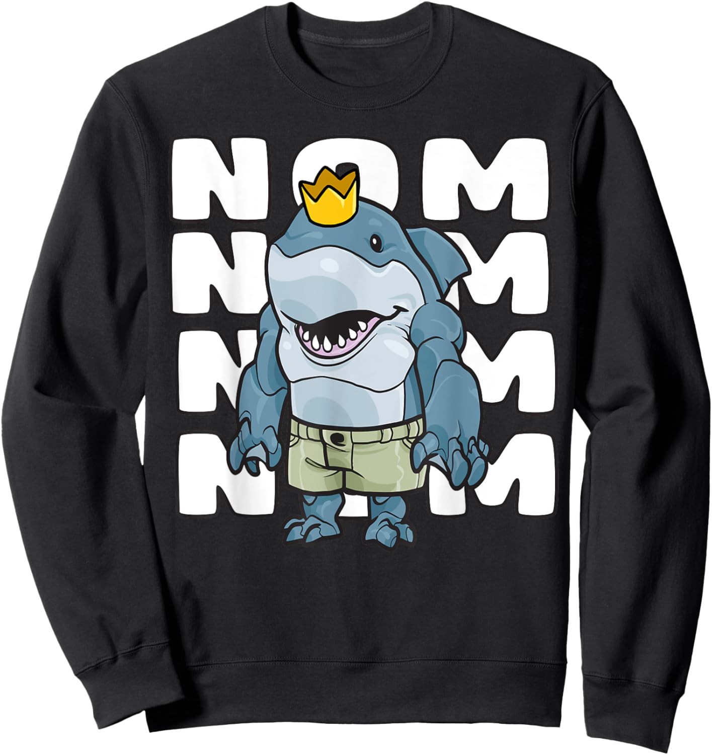 King of the Ocean Hungry Shark Baby Nom Nom Summer Camp Crew Men Women Kids Sweatshirt - Sweatshirt | Black