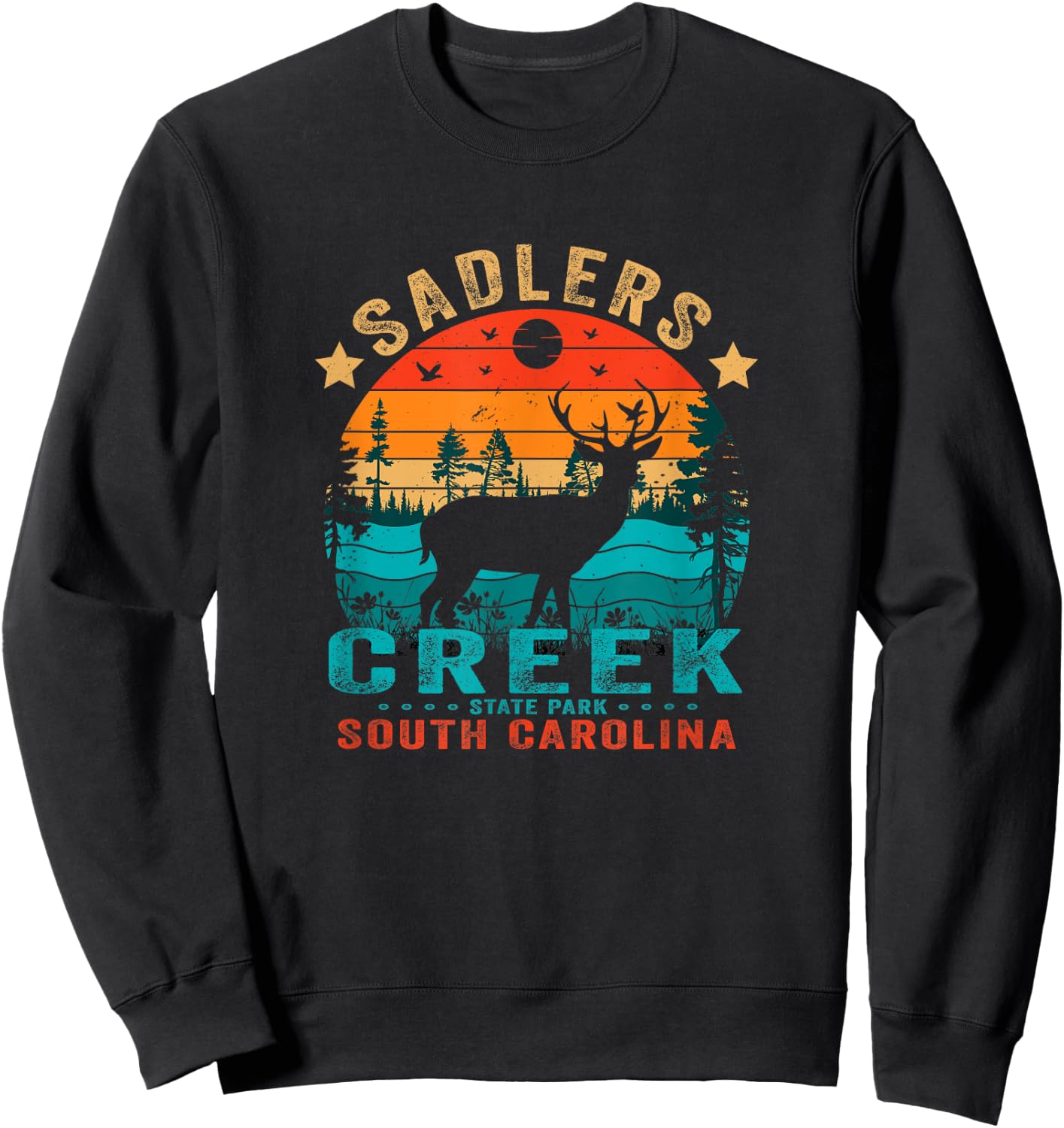Sadlers Creek State Park South Carolina USA Retro Sunset Sweatshirt - Sweatshirt | Black