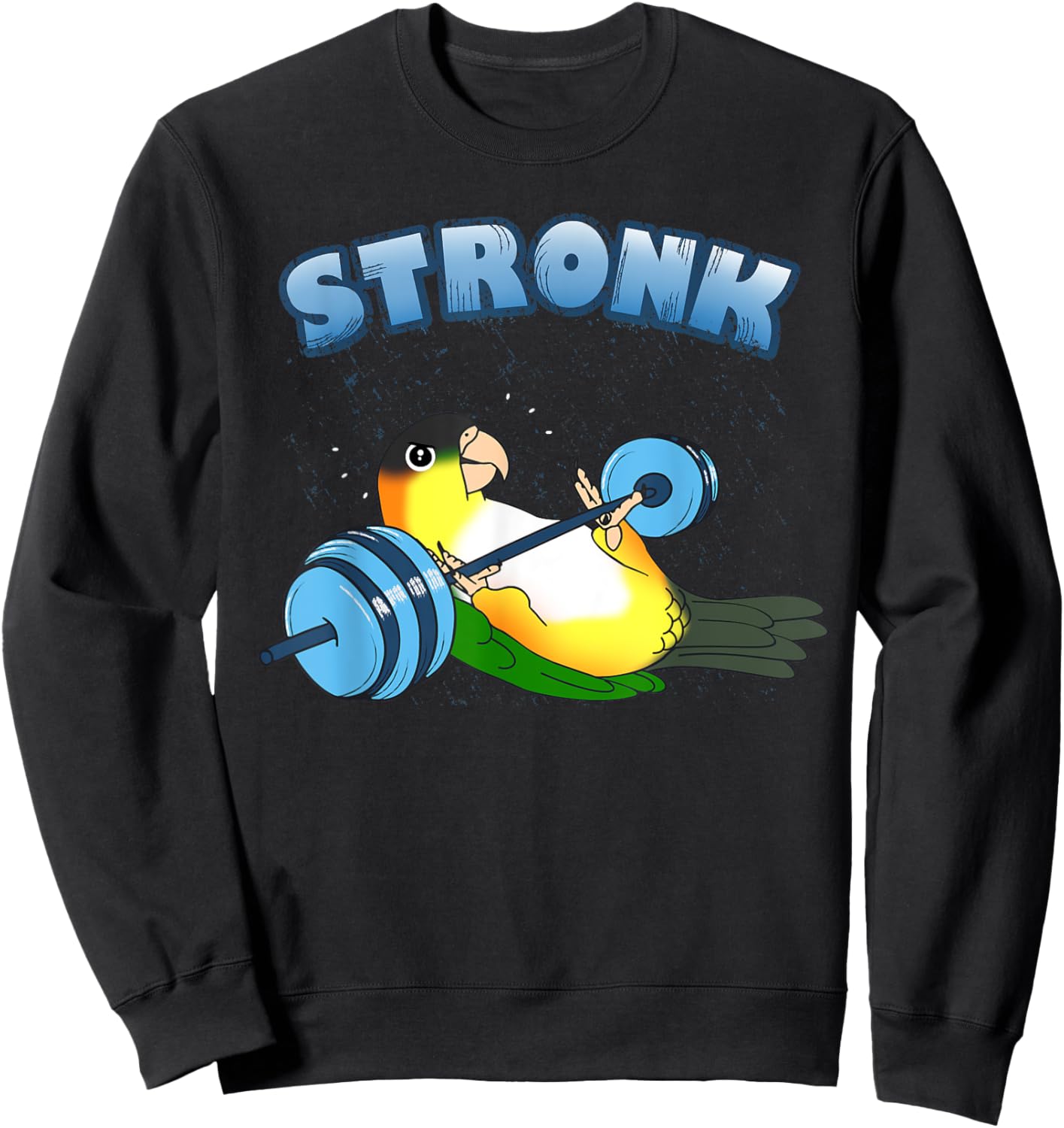 Stronk Parrot Gym workout Black headed Caique Birb memes Sweatshirt - Sweatshirt | Black