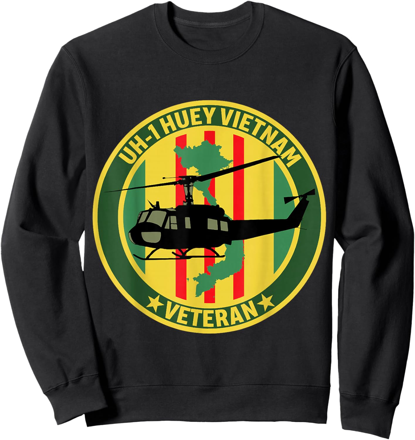 UH-1 Huey Helicopter Vietnam Veteran US Military Vet Sweatshirt - Sweatshirt | Black
