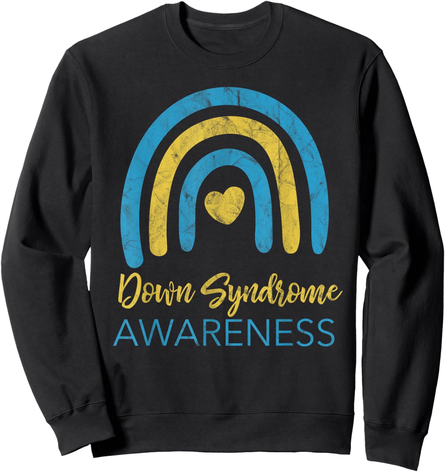 National Down Syndrome Awareness Month Retro Rainbow T21 Sweatshirt - Sweatshirt | Black