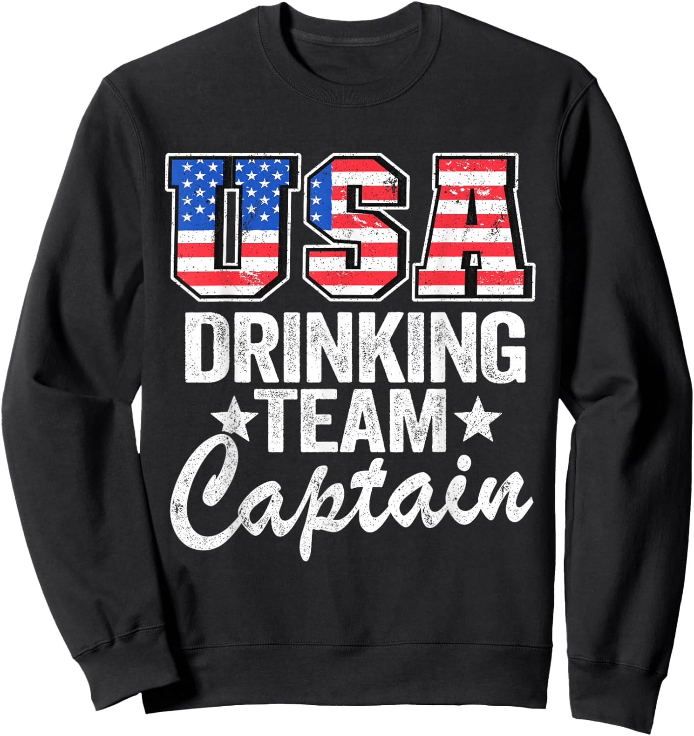 USA Drinking Team Captain American Flag 4th Of July Beer Sweatshirt - Sweatshirt | Black