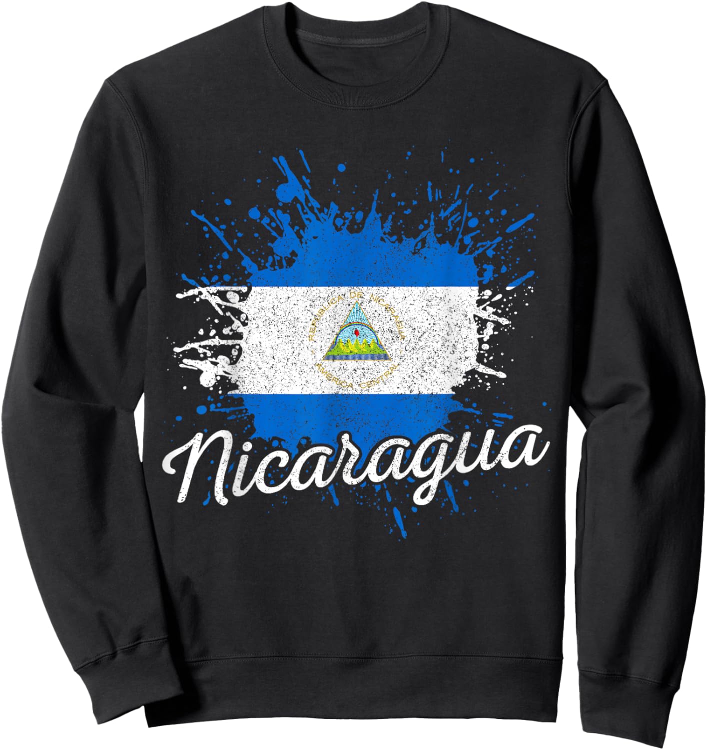 Nicaragua Flag Vintage Souvenir Sweatshirt - Sweatshirt | Black