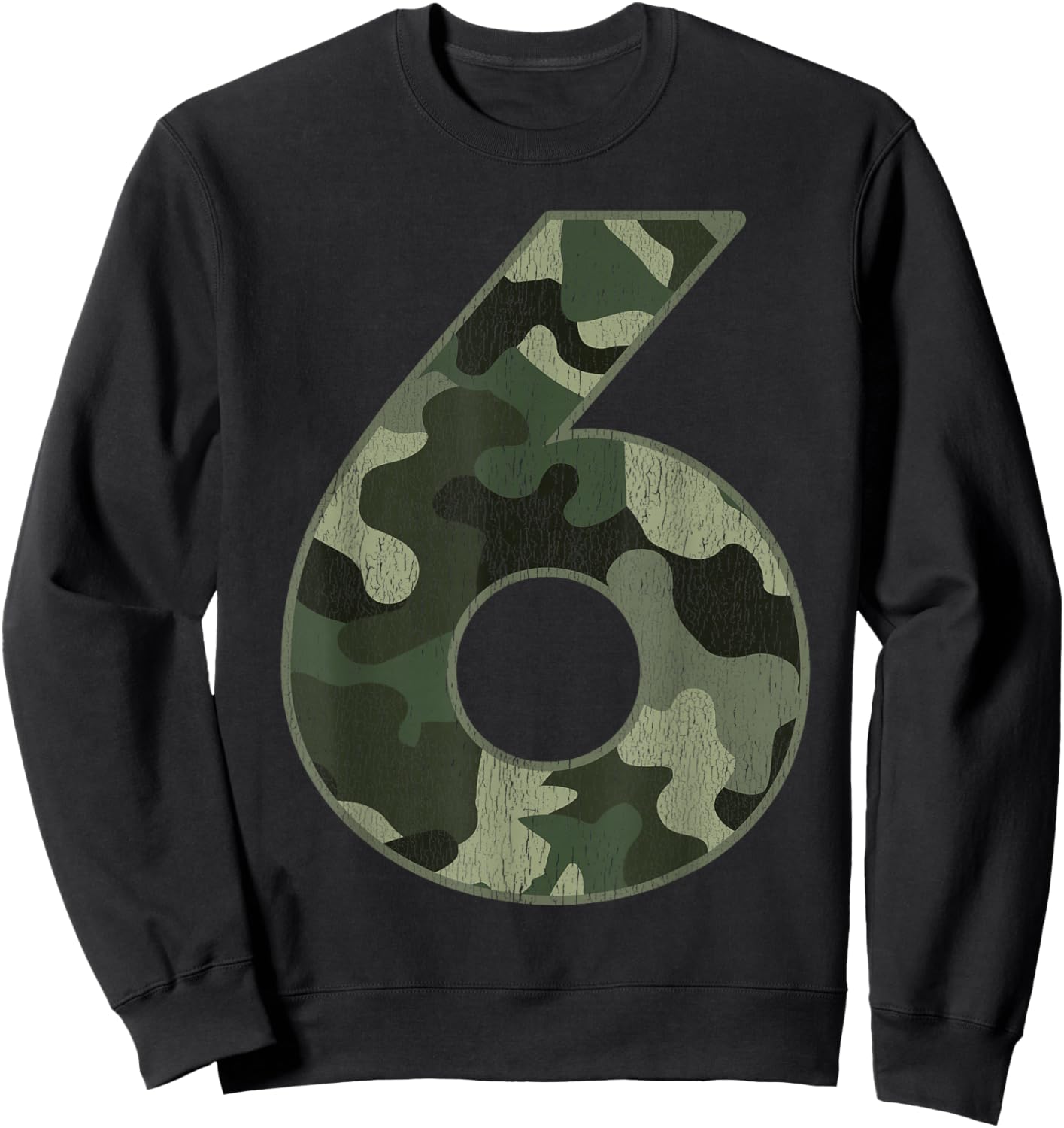 6th Birthday Army Birthday Party 6 Years Old Camo Number 6 Sweatshirt - Sweatshirt | Black