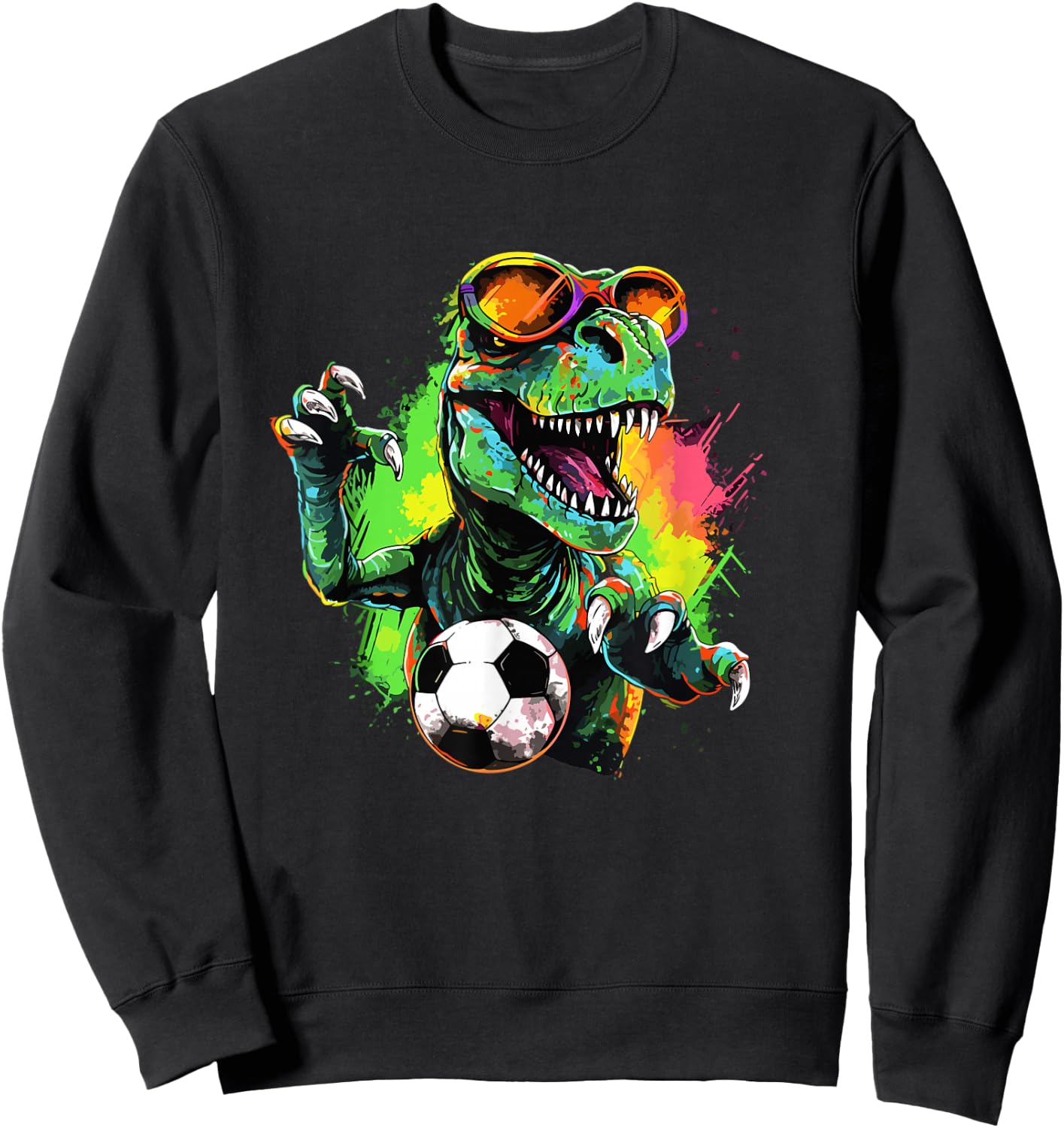 Dinosaur Soccer Apparel Trex Soccer Player Dino Lover Kids Sweatshirt - Sweatshirt | Black