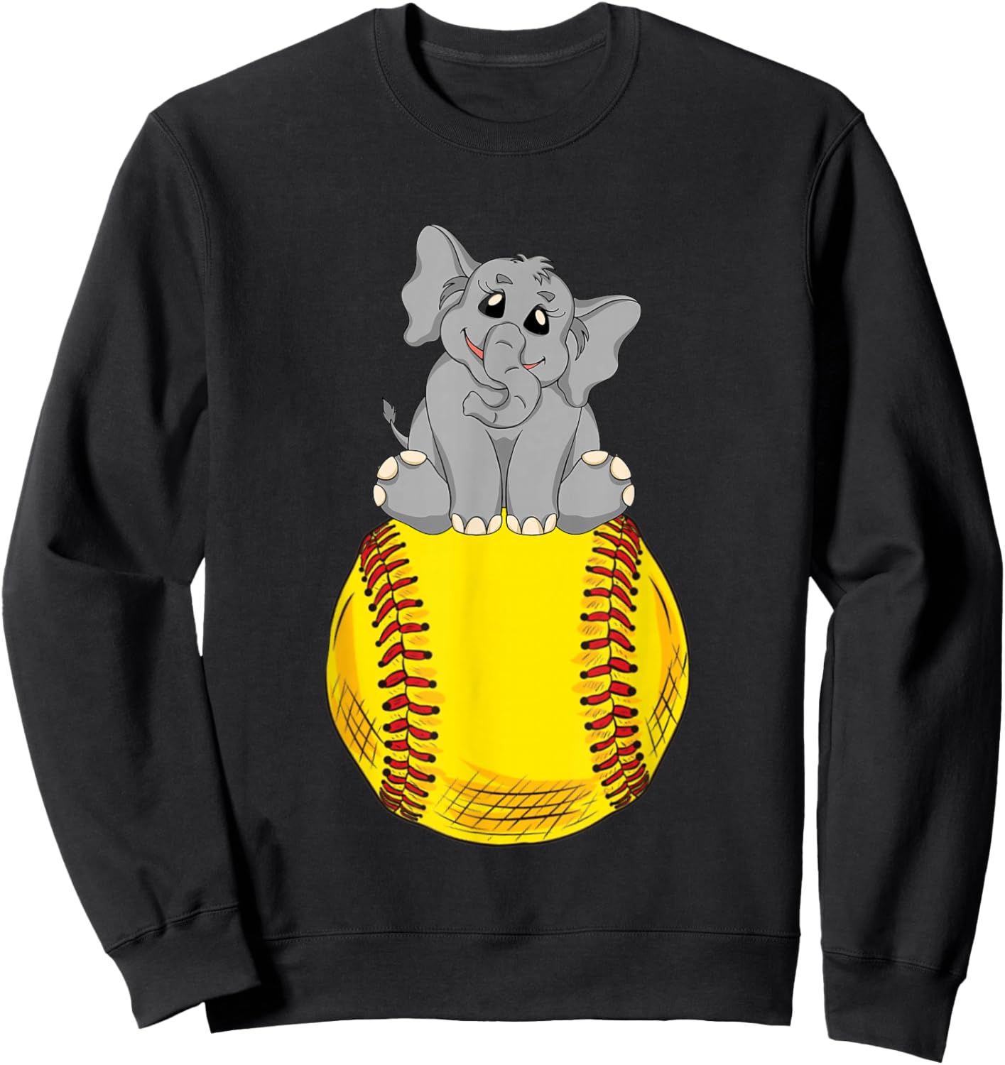 Fastpitch Elephant Funny Softball Sweatshirt - Sweatshirt | Black