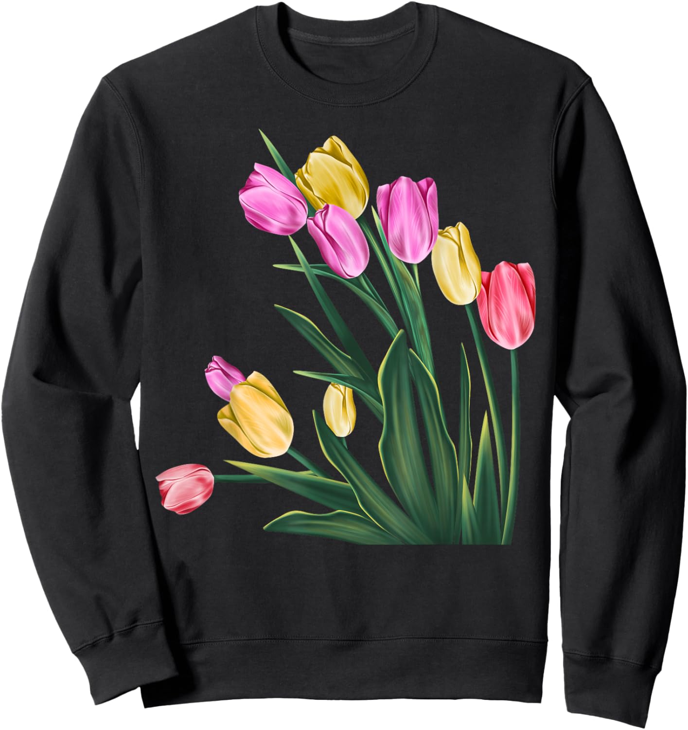 Wonderful Lovely Nature Spring Tulips Flower Plant Gardening Sweatshirt - Sweatshirt | Black