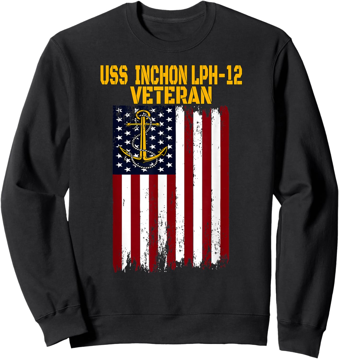USS Inchon LPH-12 Amphibious Ship Helicopter Carrier Veteran Sweatshirt - Sweatshirt | Black