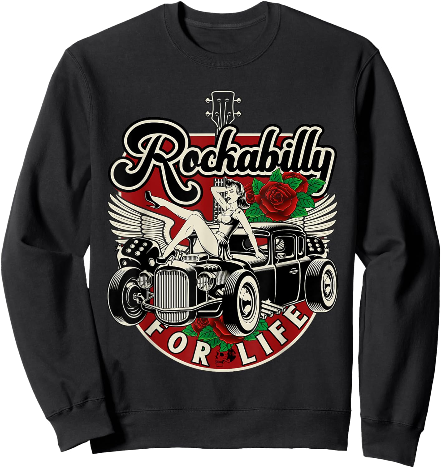 Rock 'N' Roll Kleidung u. Geschenke fr Rockabilly Vintage 50s RnR Design - Rockabilly for Life Sweatshirt - Sweatshirt | Black