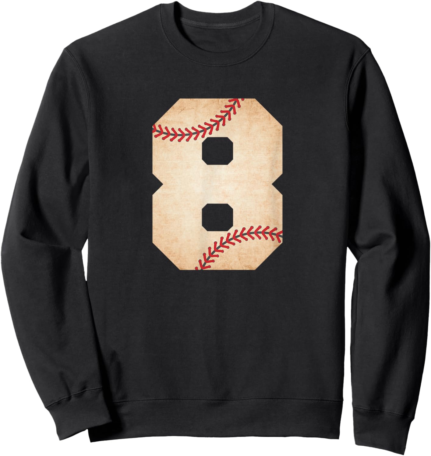 Baseball Number 8 Baseball Fan Mom Sweatshirt - Sweatshirt | Black