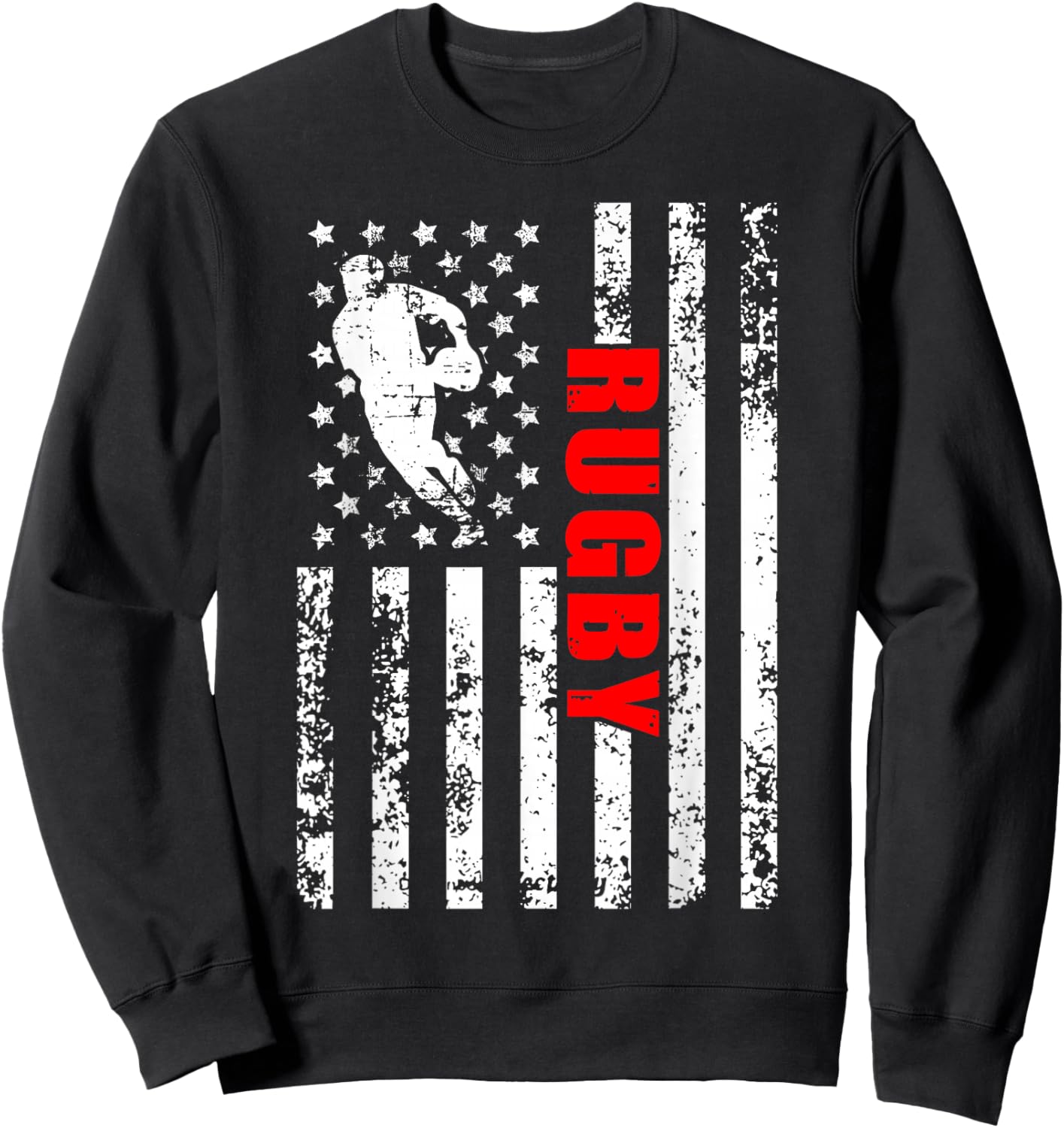 US American Flag Rugby Patriotic Rugby Girls Kids Men Sweatshirt - Sweatshirt | Black