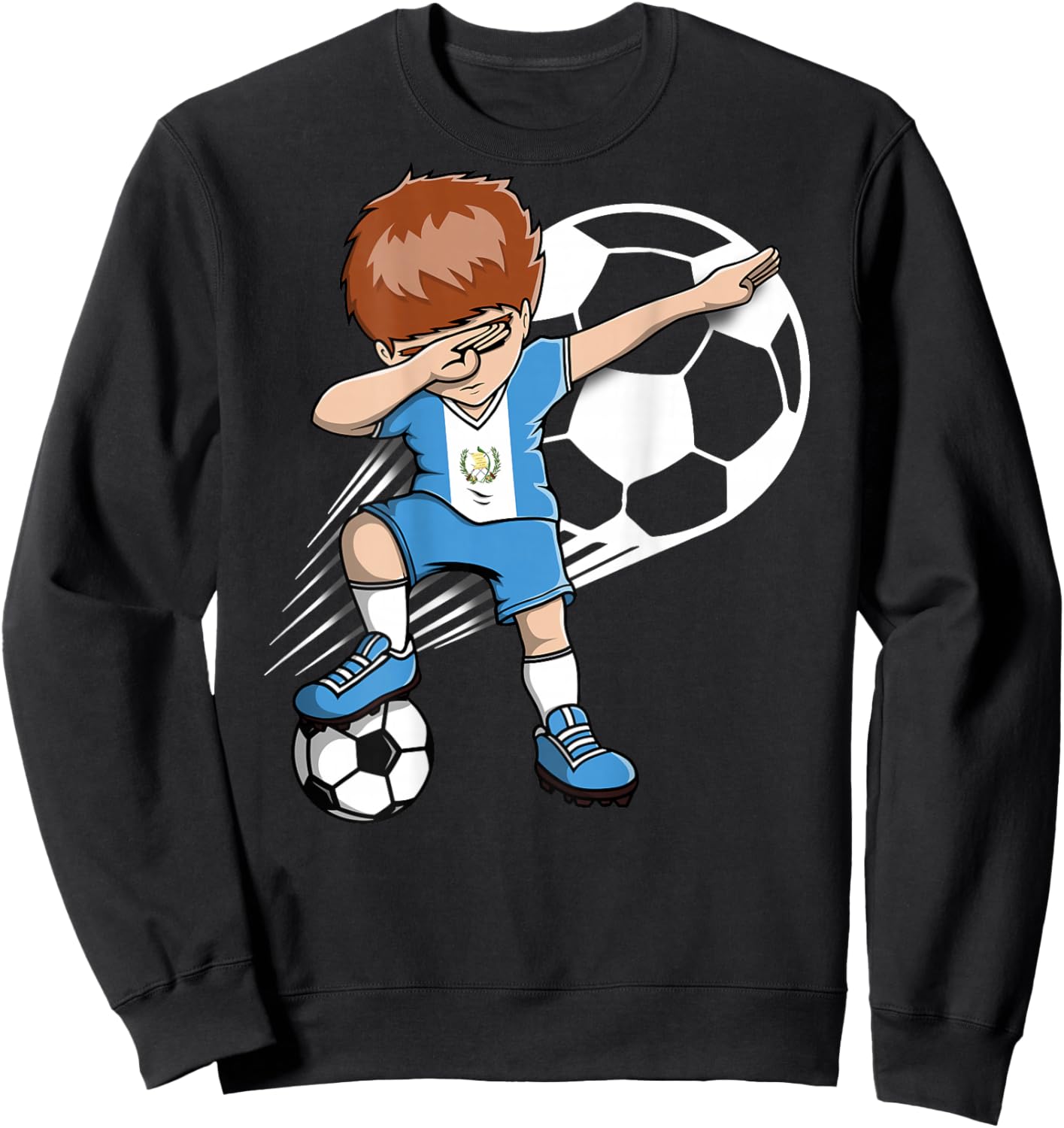 Dabbing Soccer Boy Guatemala Jersey Guatemalan Football Fans Sweatshirt - Sweatshirt | Black