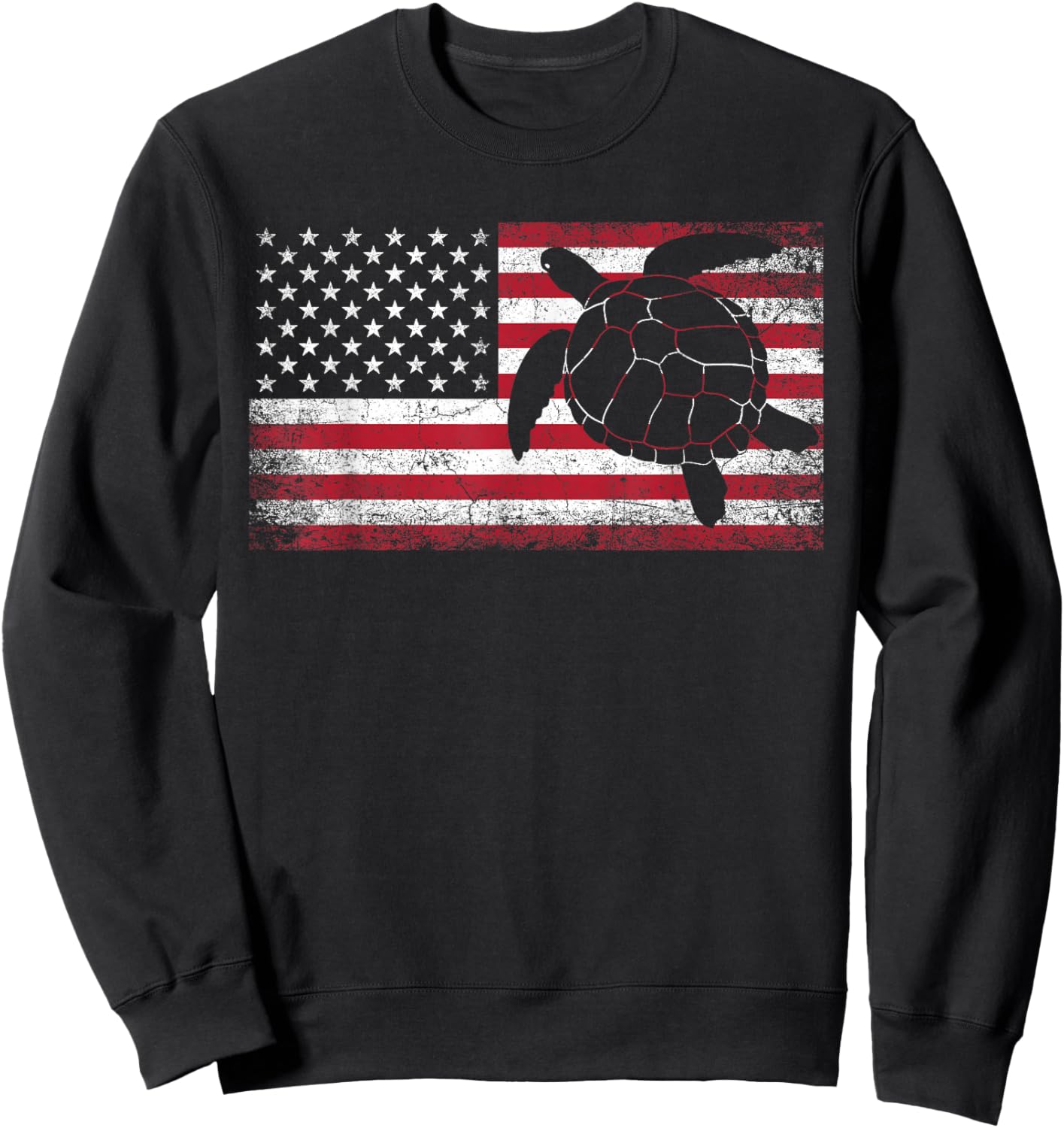 Sea Turtle 4th of July Gift American Flag USA - America Sweatshirt - Sweatshirt | Black