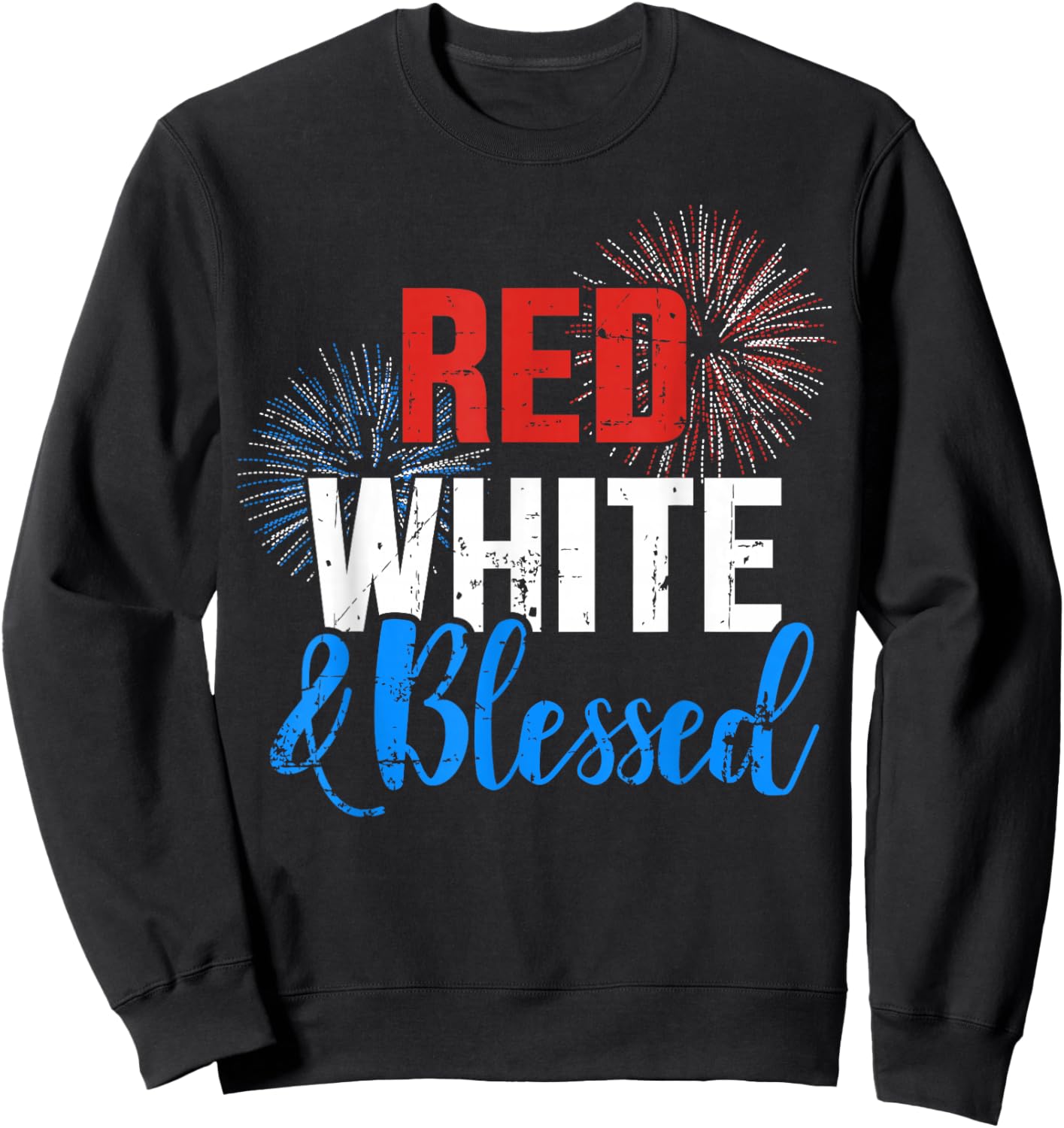 Red white blessed for Independence day on 4th of July Women Men Sweatshirt - Sweatshirt | Black