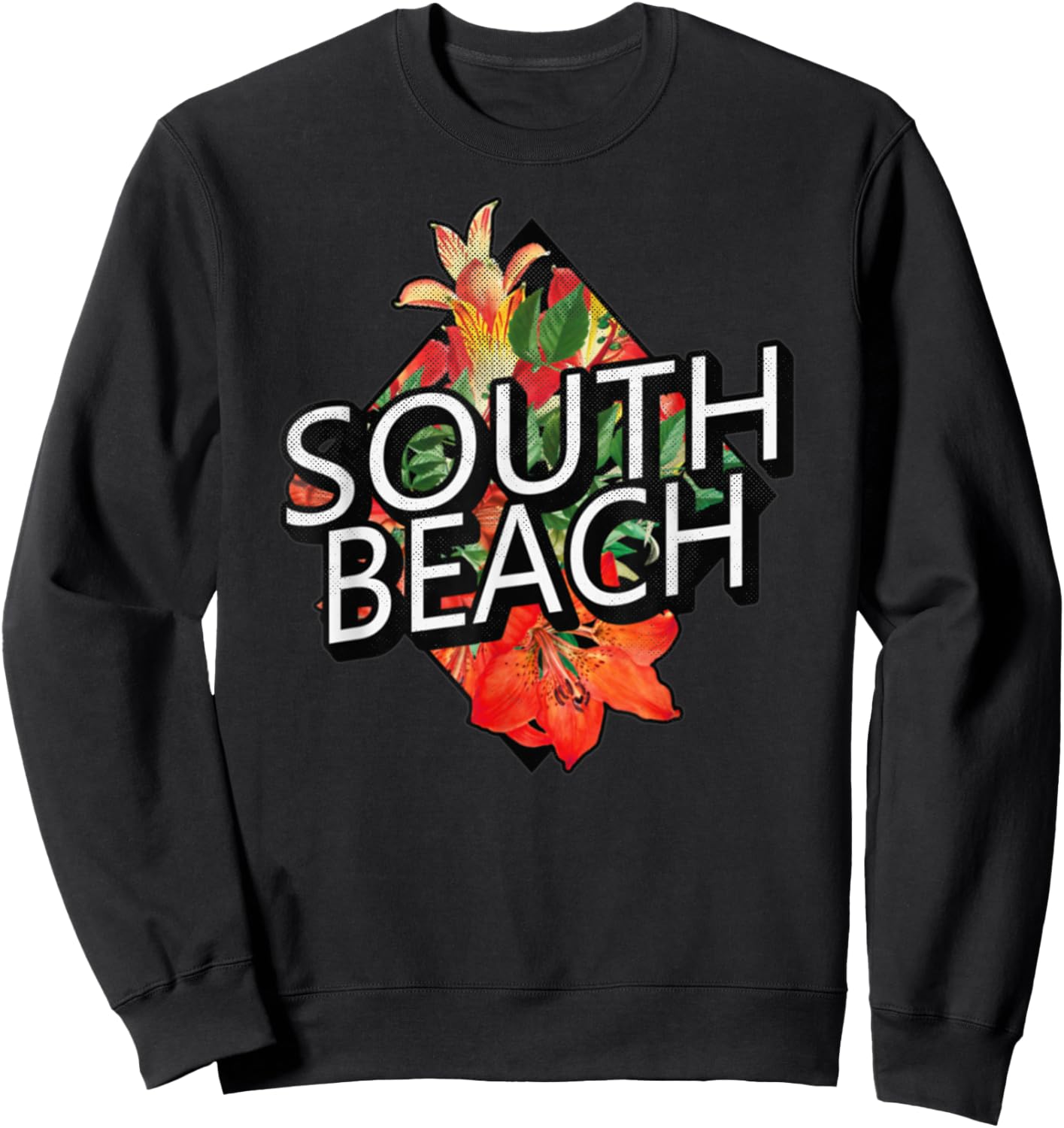 South Beach Miami Florida Beach Tropical Travel Women Kids Sweatshirt - Sweatshirt | Black