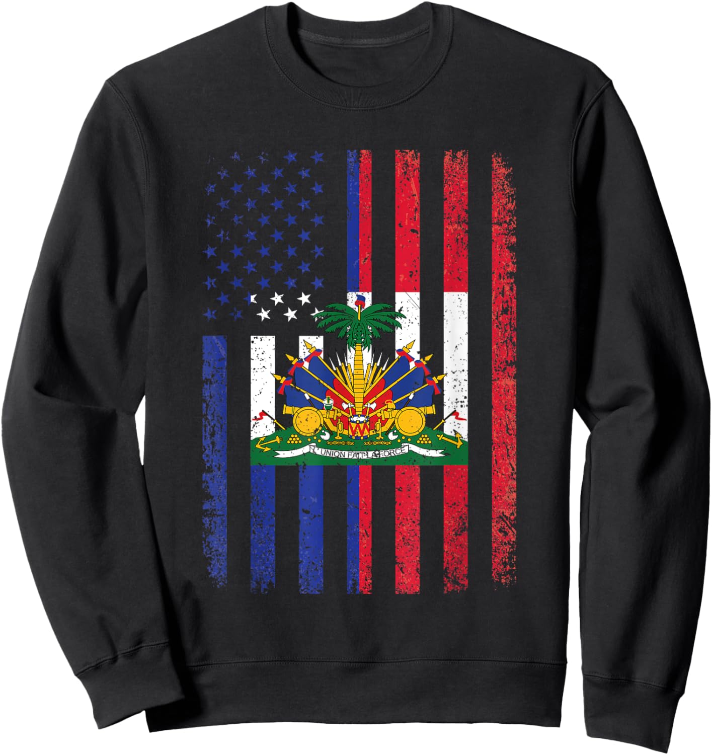 Haiti USA Flag Shirt 4th of July American Haitian Flag Sweatshirt - Sweatshirt | Black