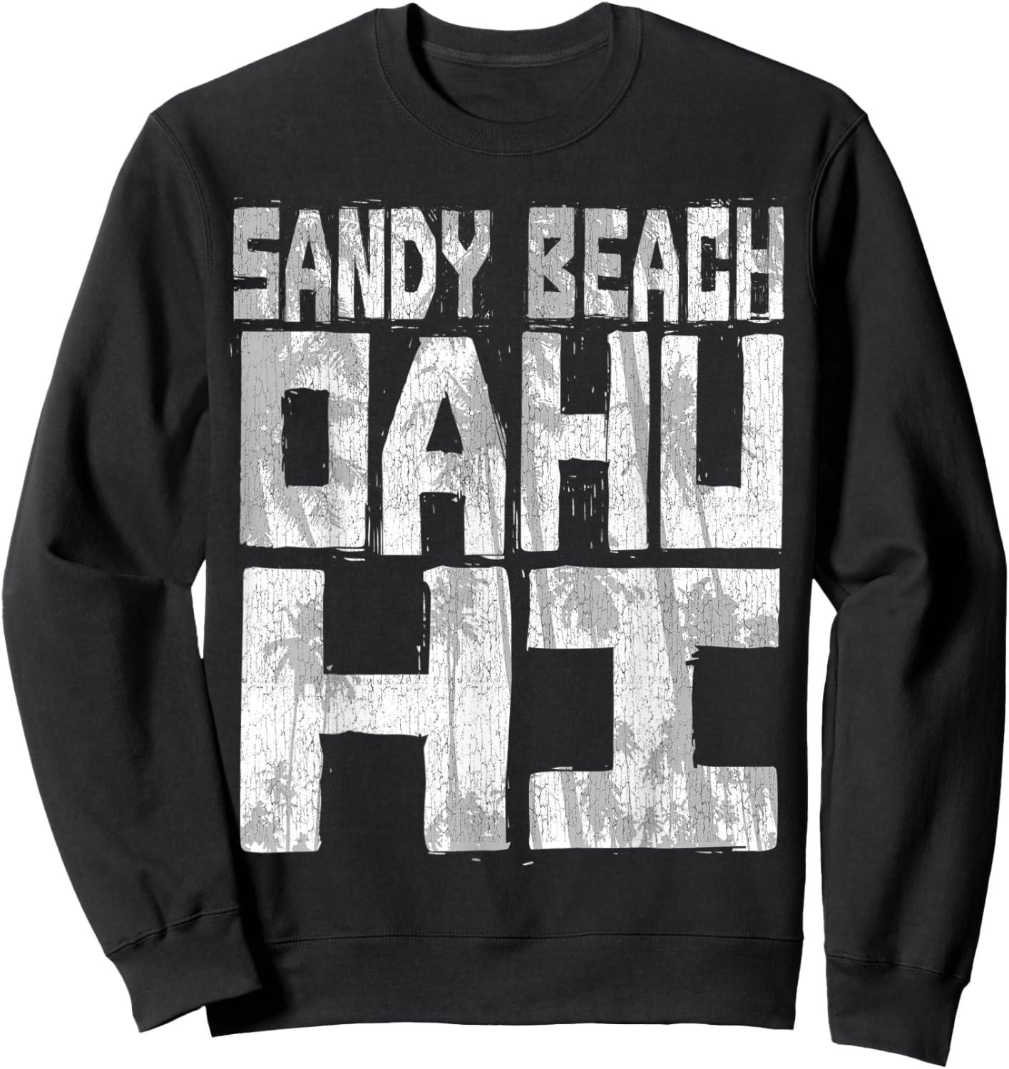 SANDY BEACH OAHU HI - Chunk Block Palms Sweatshirt - Sweatshirt | Black