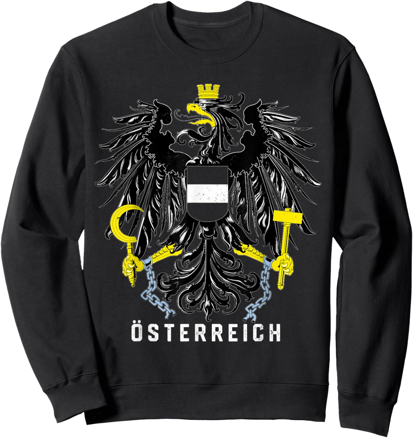 Austria Flag Eagle Österreich Vintage Sweatshirt - Sweatshirt | Black