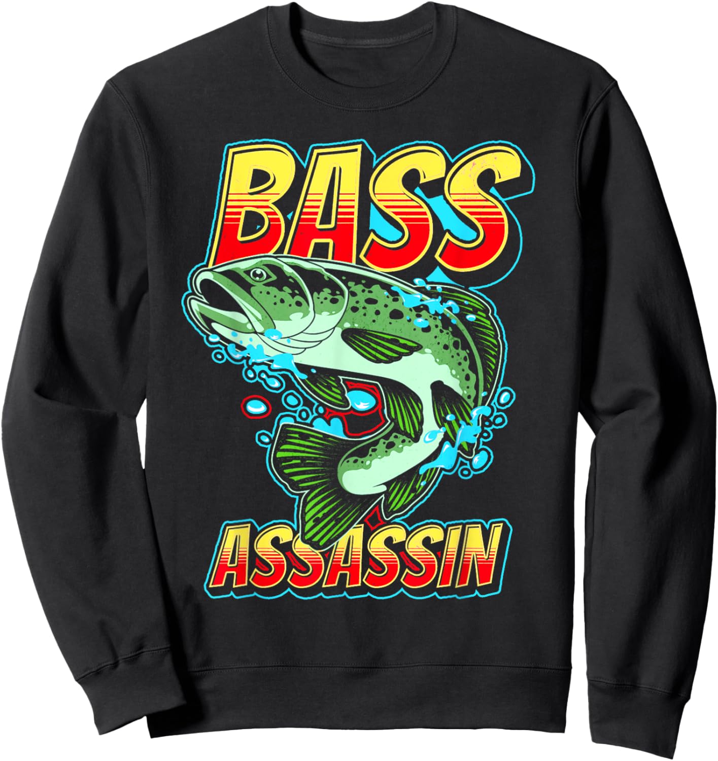 Bass Assassin Funny Fisherman Bass Fish Jumping Cute Sweatshirt - Sweatshirt | Black