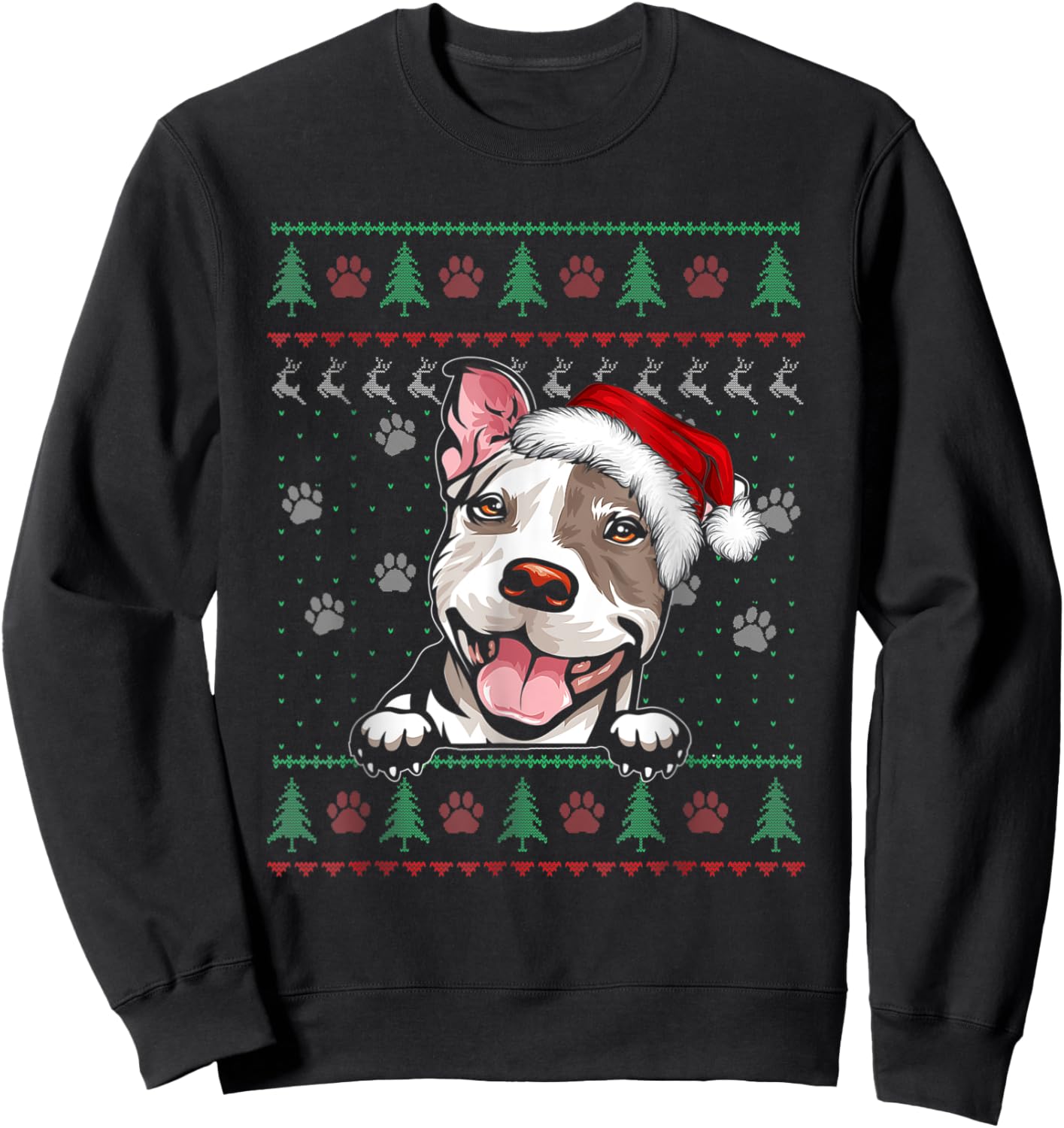 Pitbull Christmas Ugly Sweater Funny Pit Bull Lover Xmas Sweatshirt - Sweatshirt | Black