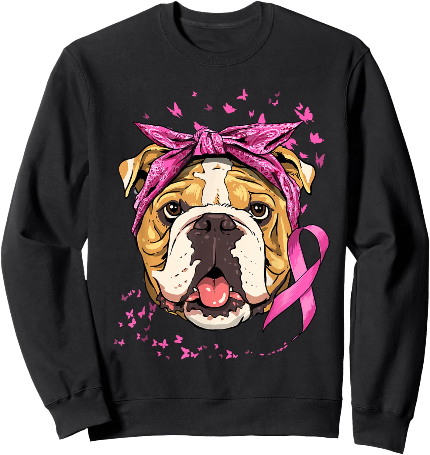 American bulldog Breast Cancer Awareness Cancer Survivors Sweatshirt - Sweatshirt | Black