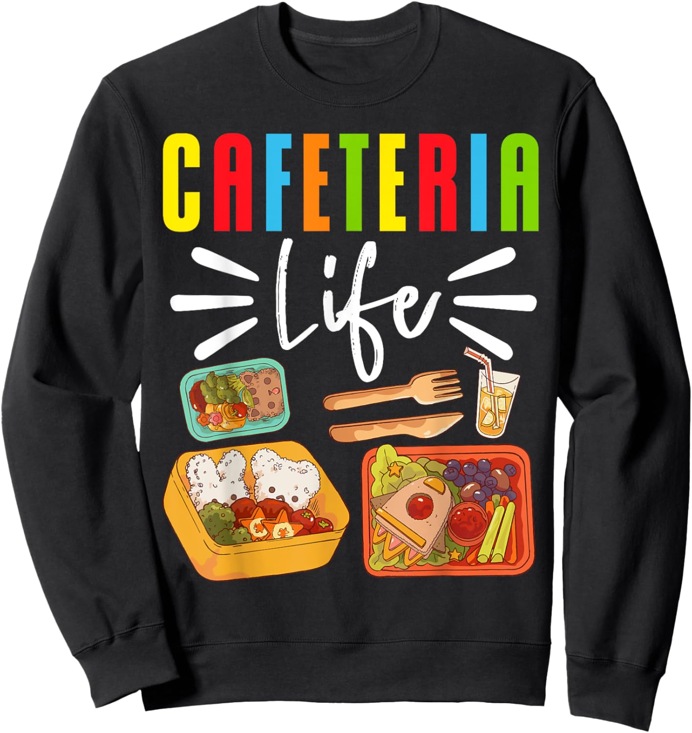 School Cafeteria Worker Lunch Lady Food Trays Cafeteria Life Sweatshirt - Sweatshirt | Black