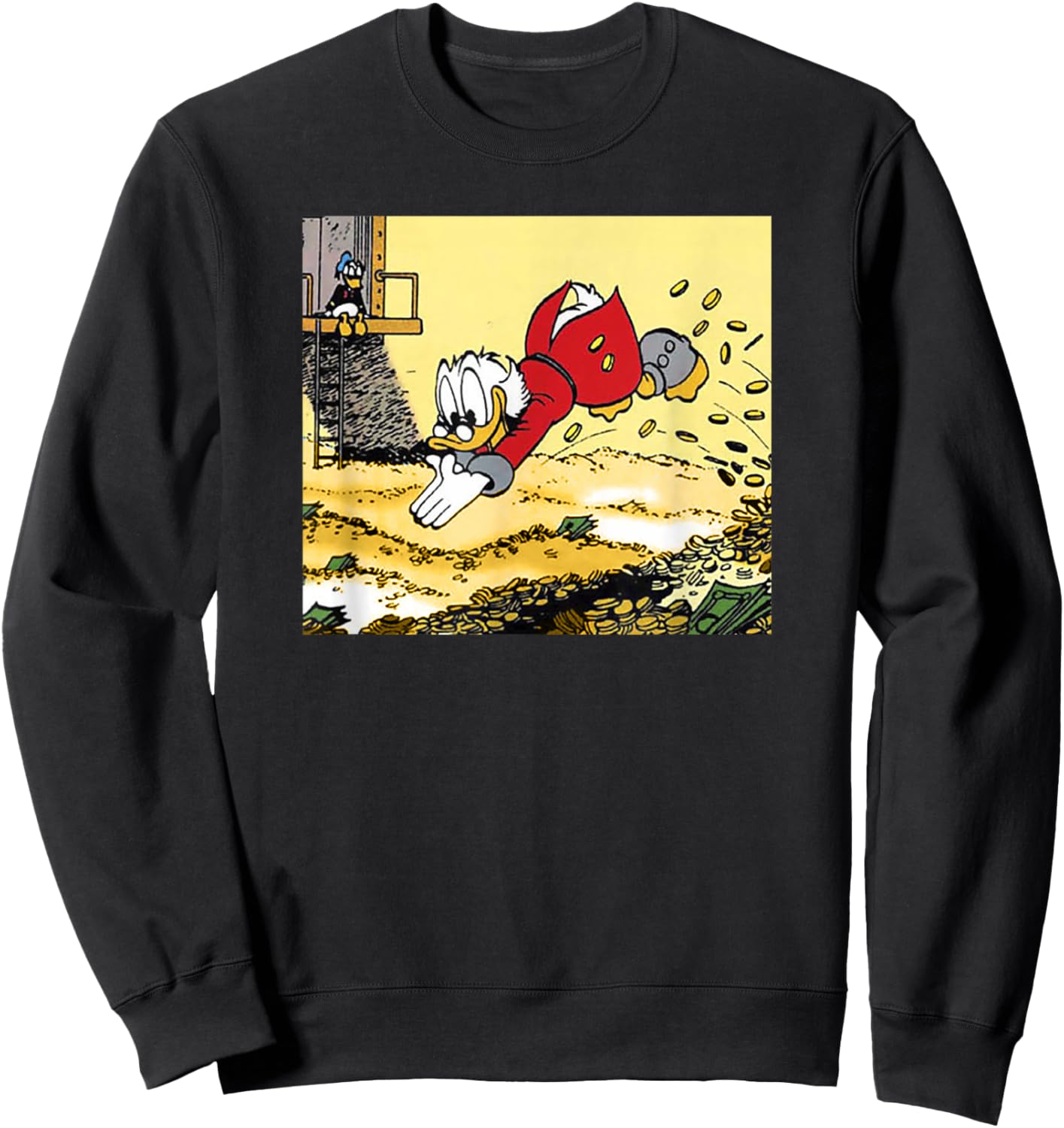 Disney DuckTales Scrooge McDuck Swimming in Cash Sweatshirt - Sweatshirt | Black