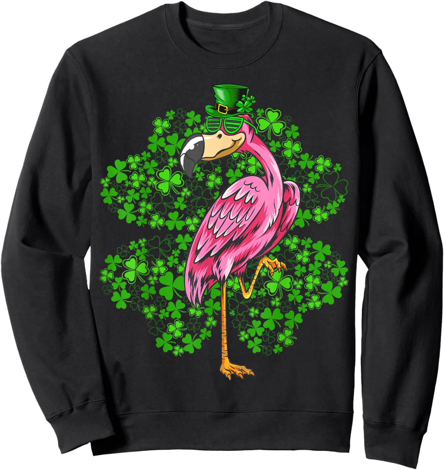 Flamingo Bird Lover Men Women Flamingo St Patrick's Day Sweatshirt - Sweatshirt | Black