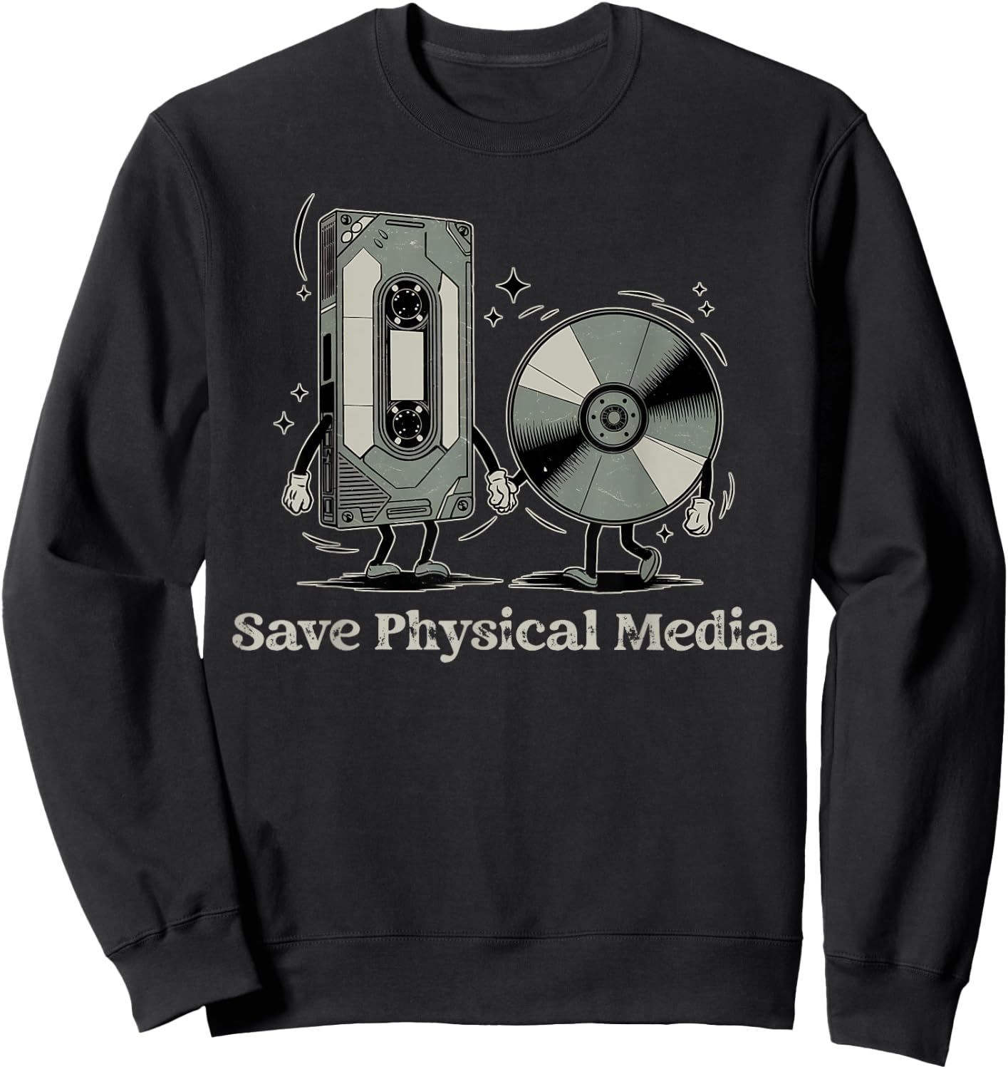 Save Physical Media - VHS CD DVD Blu-ray Vinyl Record Sweatshirt - Sweatshirt | Black