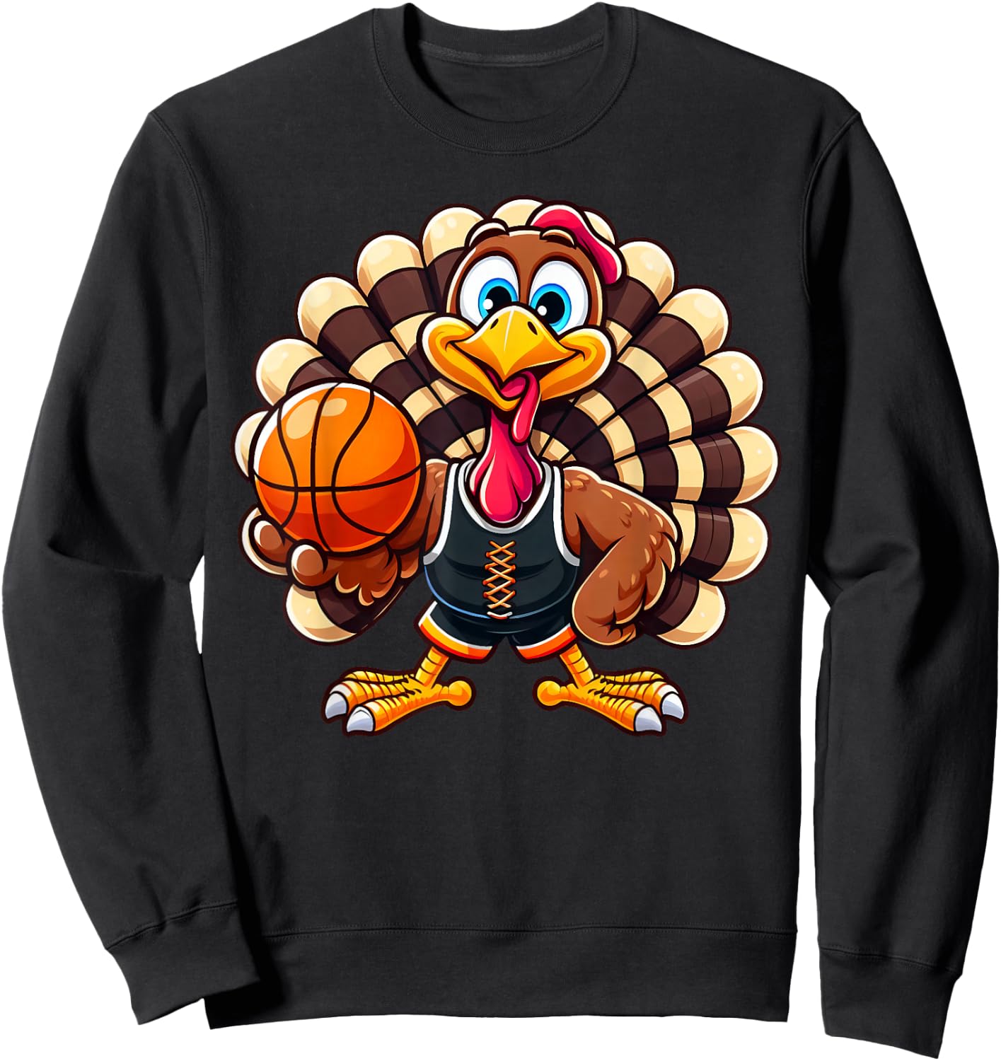Cool Thanksgiving Basketball Gobble Player Turkey Basketball Sweatshirt - Sweatshirt | Black