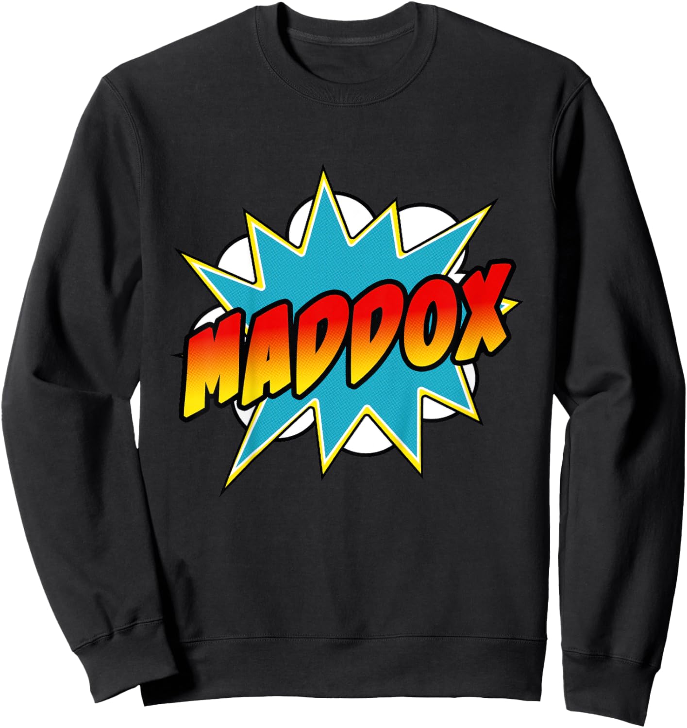 Kids Boys Maddox Name Comic Book Superhero Sweatshirt - Sweatshirt | Black