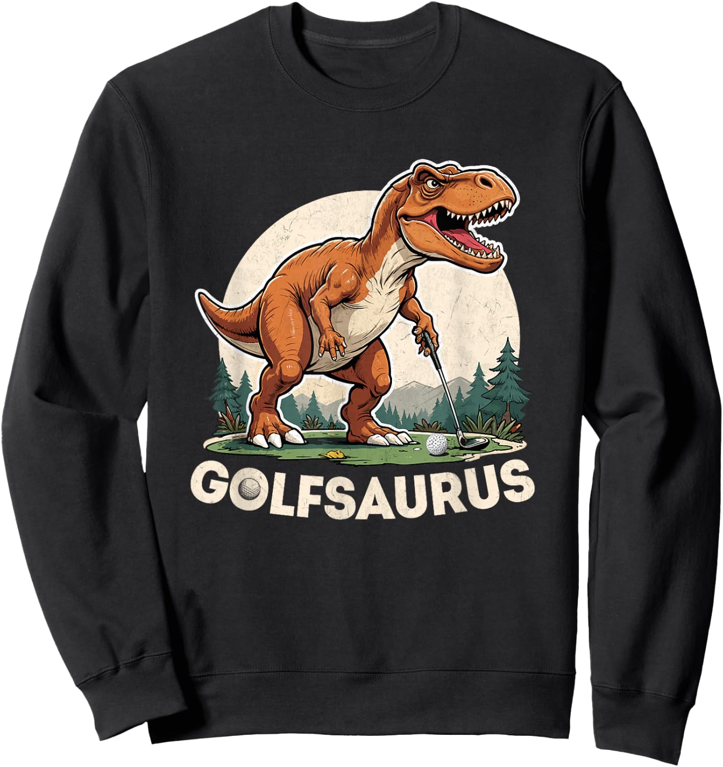 Golf Dinosaur Golfer T-Rex Playing Golf Dino Golfing Sweatshirt - Sweatshirt | Black