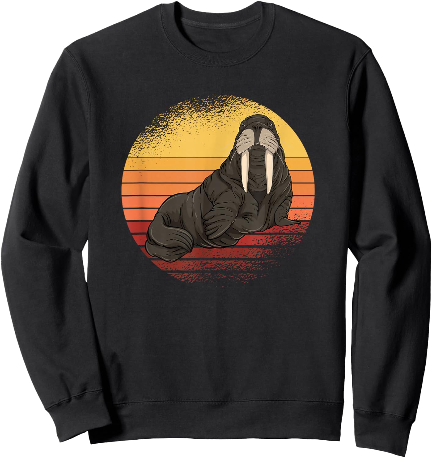 Retro Ocean Animal Sea Walrus Lover Walrus Sweatshirt - Sweatshirt | Black