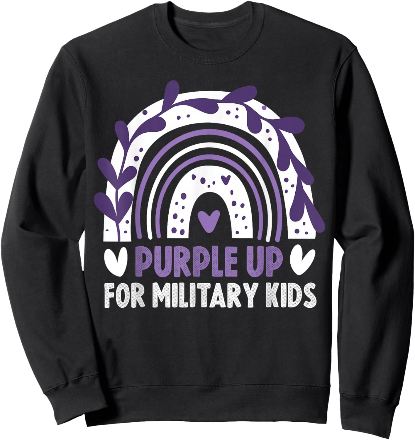 Purple Up for Military Kids Month Military Child Rainbow Sweatshirt - Sweatshirt | Black