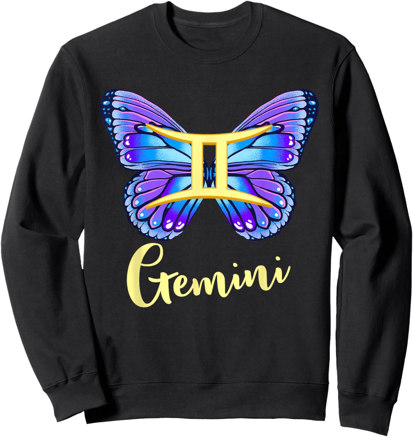 Gemini Butterfly Zodiac Sign of Butterfly Wings Sweatshirt - Sweatshirt | Black