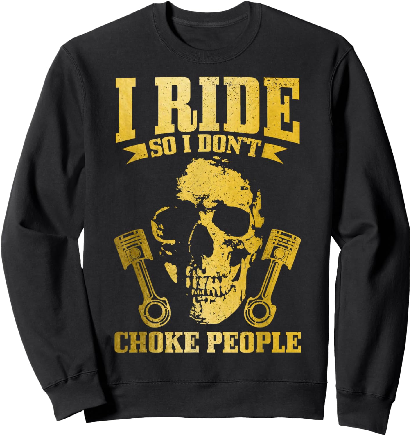 Biker Vintage Skull Motorcycle Funny Biker Sweatshirt - Sweatshirt | Black