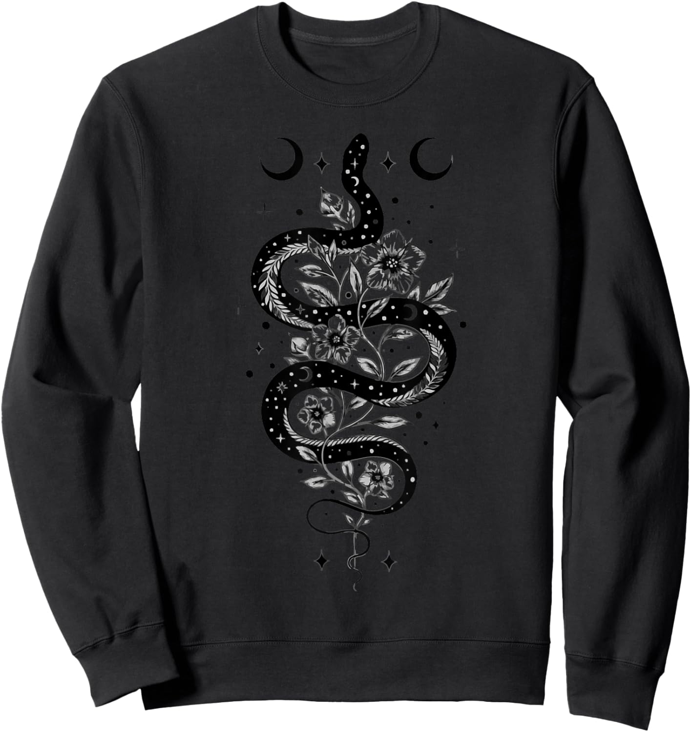 Snake & Flowers Gothic Witchy Punk Sweatshirt - Sweatshirt | Black